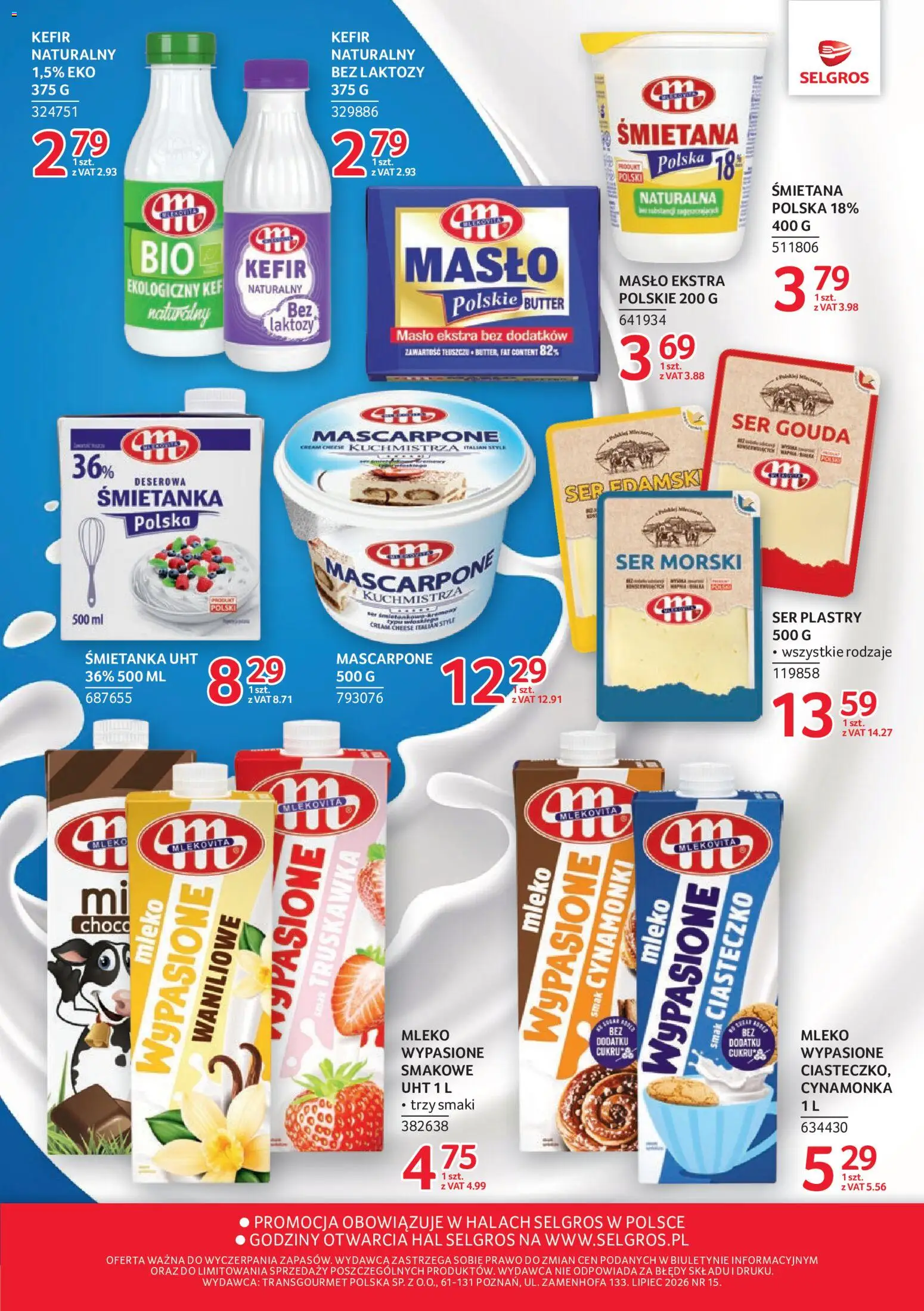 Selgros cash&carry gazetka - Markowe produkty od 16.07.2026 | Strona: 3 | Produkty: Kefir, Mascarpone, Mleko, Śmietana