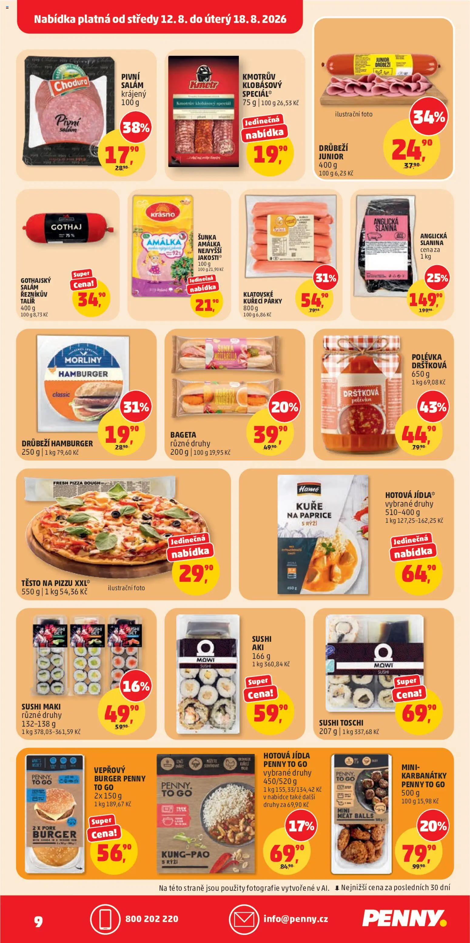 Penny Market leták od 12.08.2026 | Strana: 9 | Produkty: Hotová jídla, Rýži, Slanina, Těsto