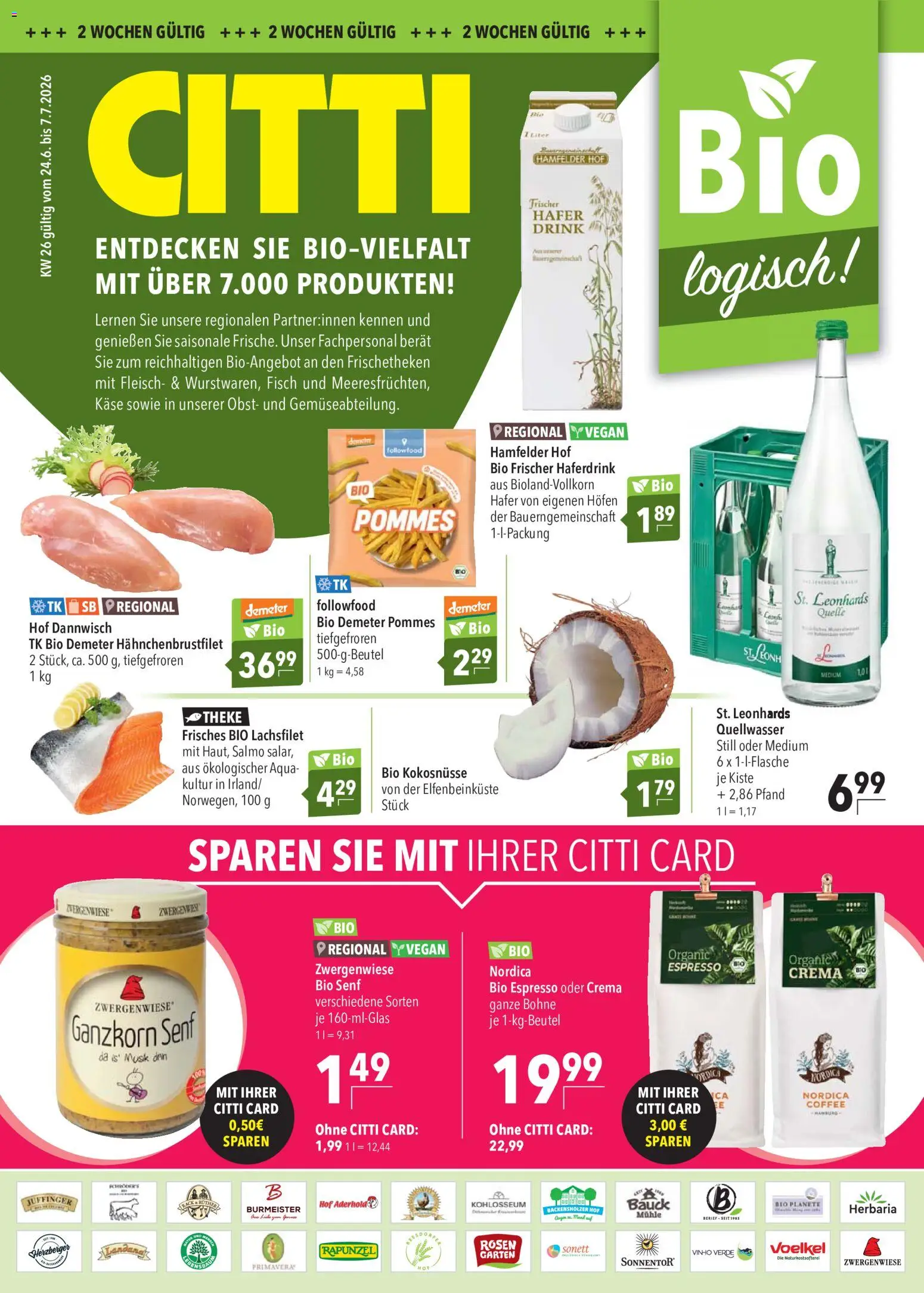 CITTI Markt Bio logisch! – gültig ab 24.06.2026 | Seite: 1 | Produkte: Mühle, Käse, Fisch, Obst