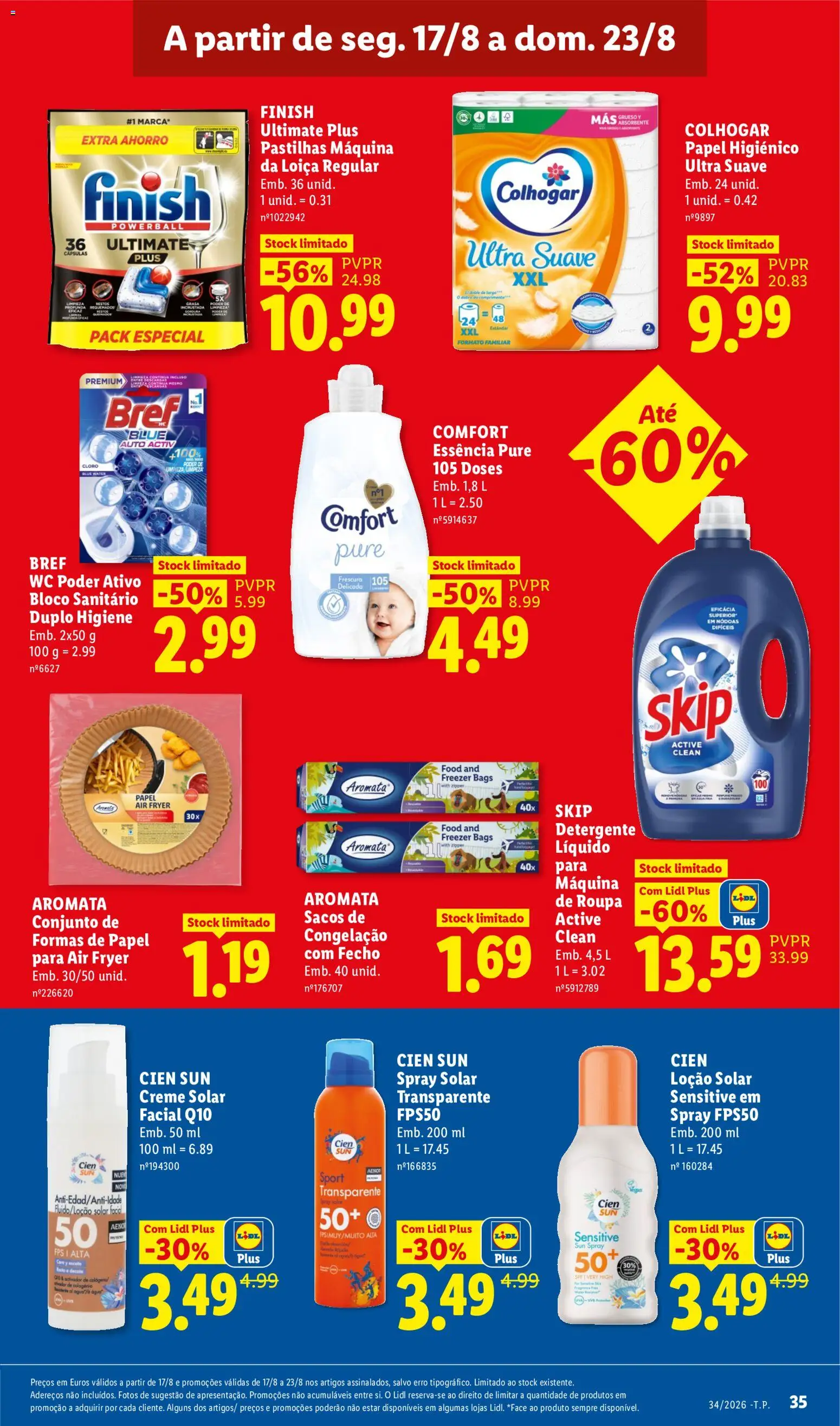 Lidl folheto │ válido de 17/08/2026 | Página: 35 | Produtos: Papel higiénico, Bloco sanitário, Detergente, Creme