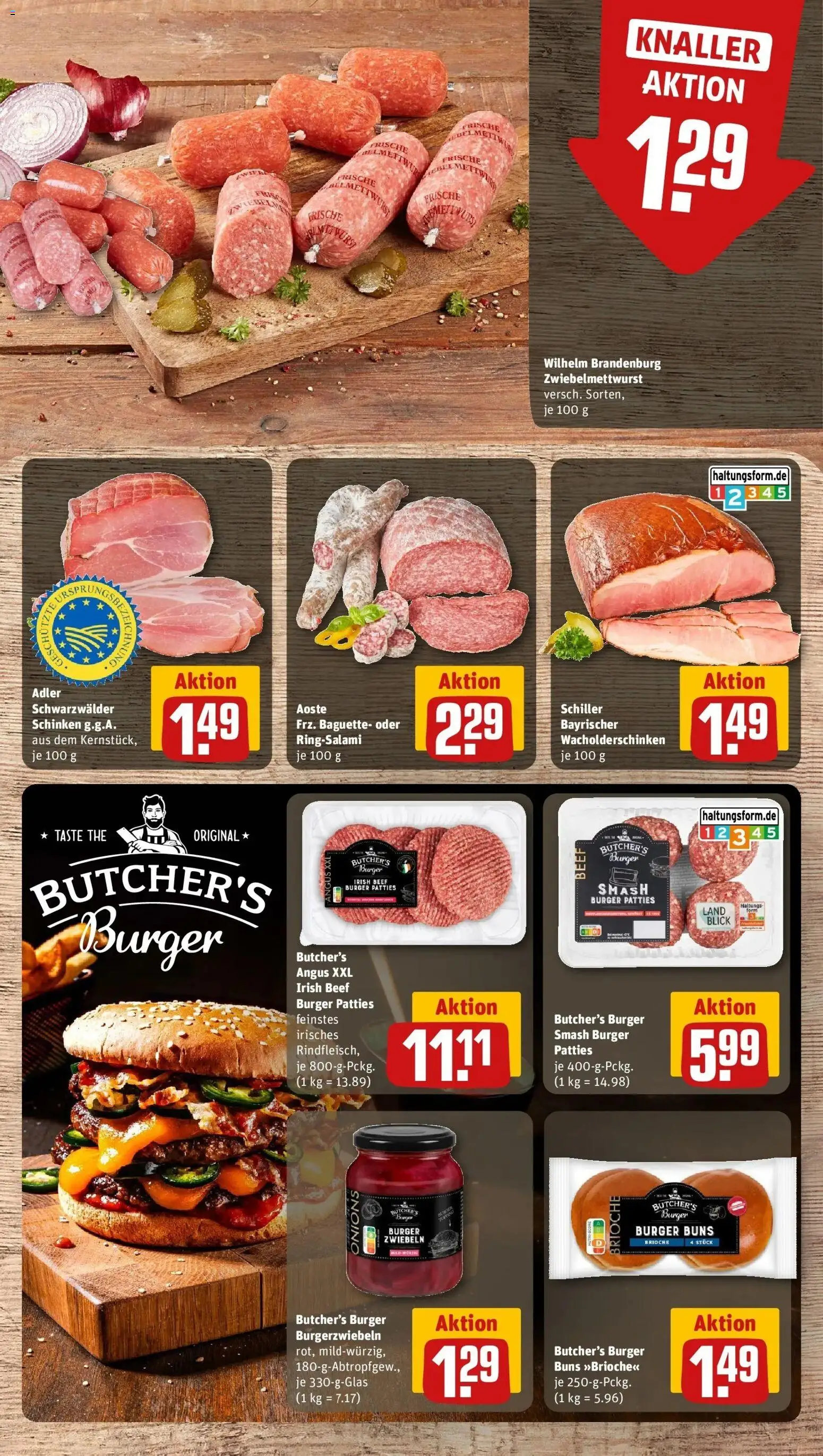 REWE Prospekt ab 24.08.2026 zum Blättern » Angebote | Seite: 8 | Produkte: Burger, Baguette, Zwiebeln, Schinken