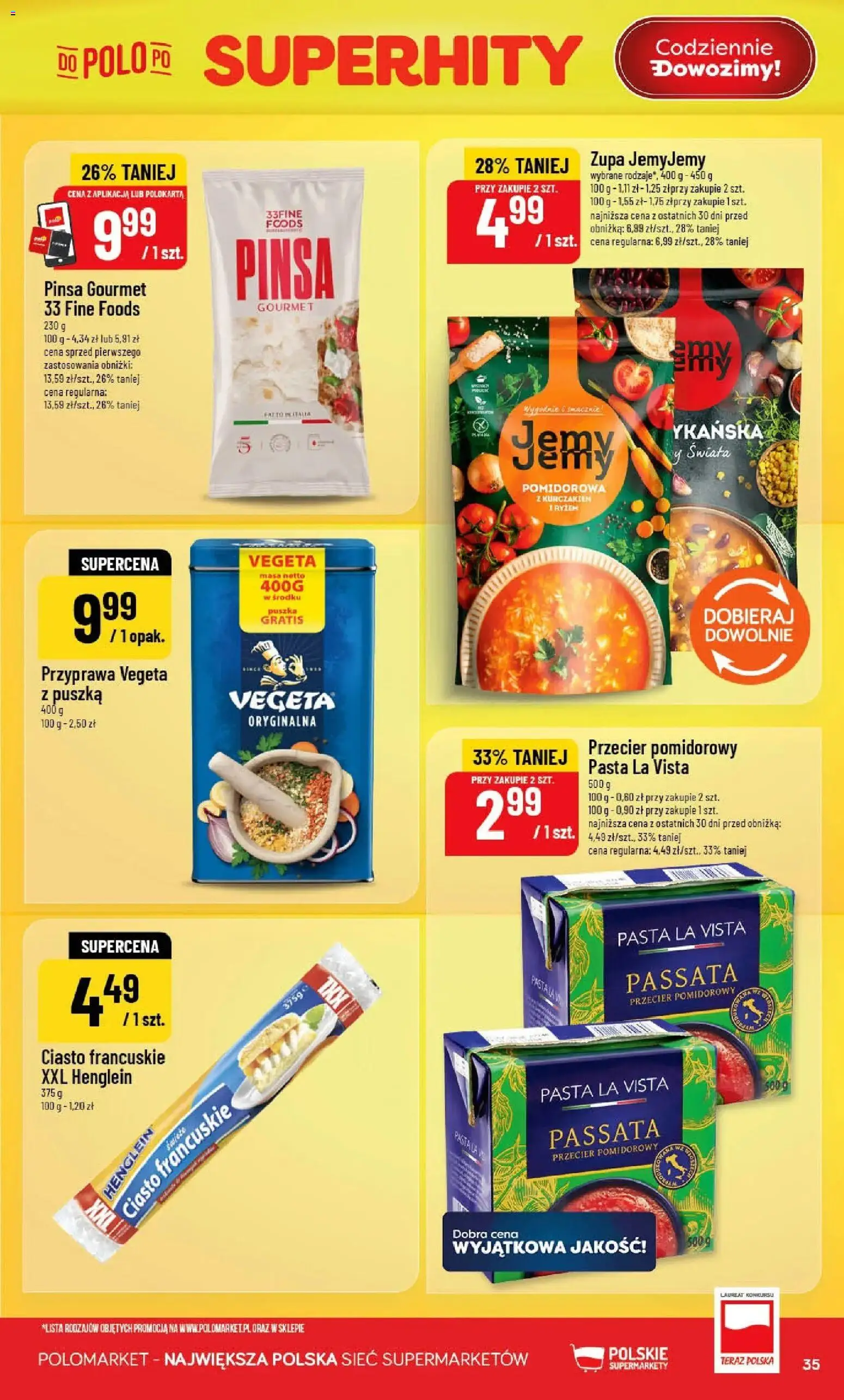 POLOmarket gazetka od 22.04.2026 | Strona: 35 | Produkty: Ciasto francuskie XXL, Ciasto, Przecier pomidorowy, Pinsa