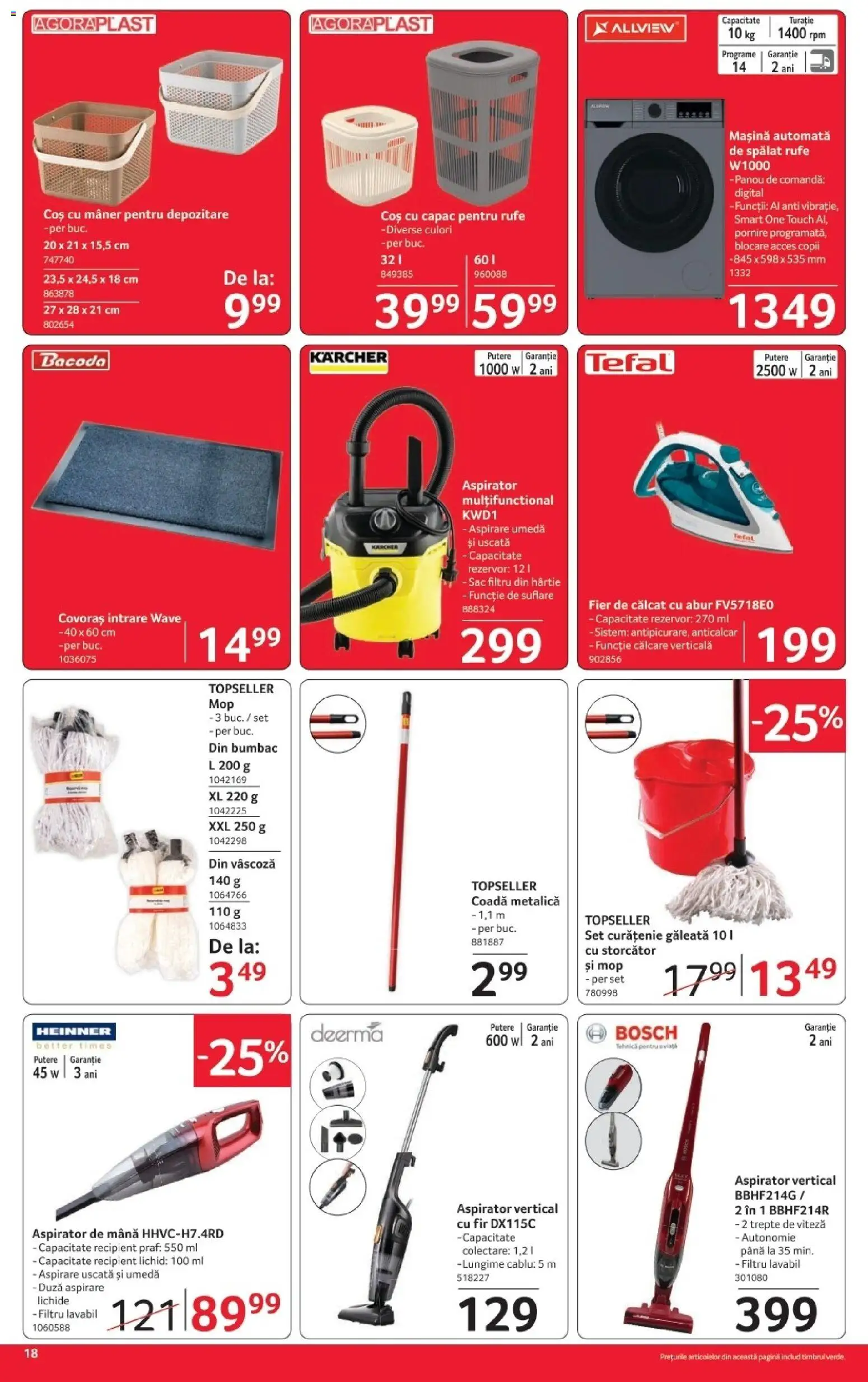 Noul catalog Selgros – valabil de la 16.10.2026 | Pagină: 18 | Produse: Aspirator vertical, Fier, Fier de călcat, Sac