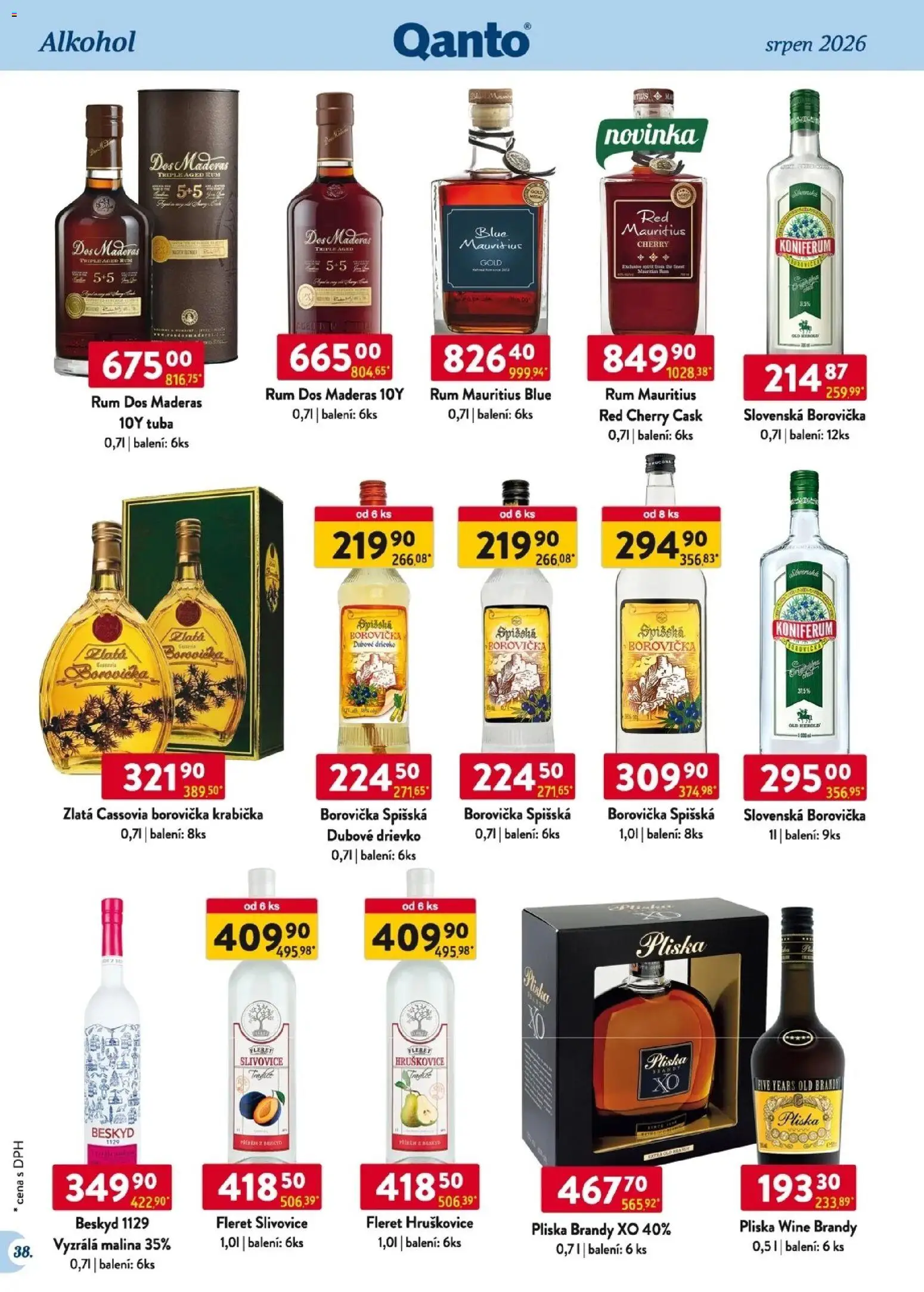 Astur & Qanto leták - Velkoobchod 08/2026 od 01.08.2026 | Strana: 38 | Produkty: Rum, Krabička, Brandy, Spišská borovička