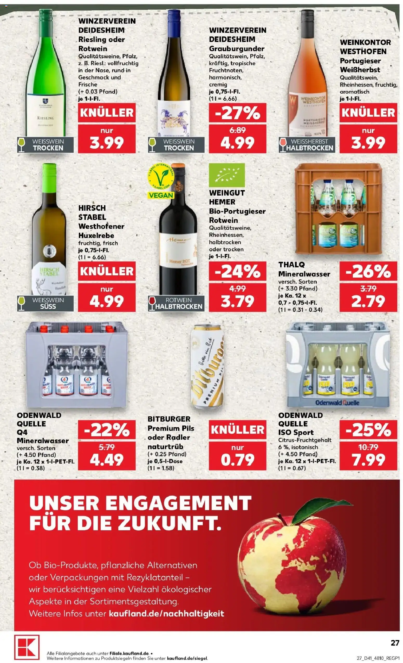 Prospekt Kaufland ab 05.10.2026 » Angebote Online zum Blättern | Seite: 37 | Produkte: Weißwein, Rotwein, Mineralwasser, Radler
