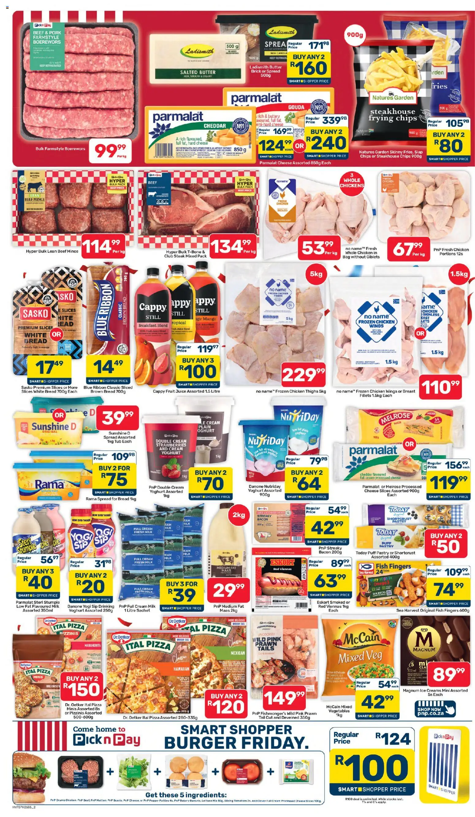 New Pick n Pay catalogue – valid from 24/07/2026 | Page: 2 | Products: Bread, Juice, Cream, Pepper