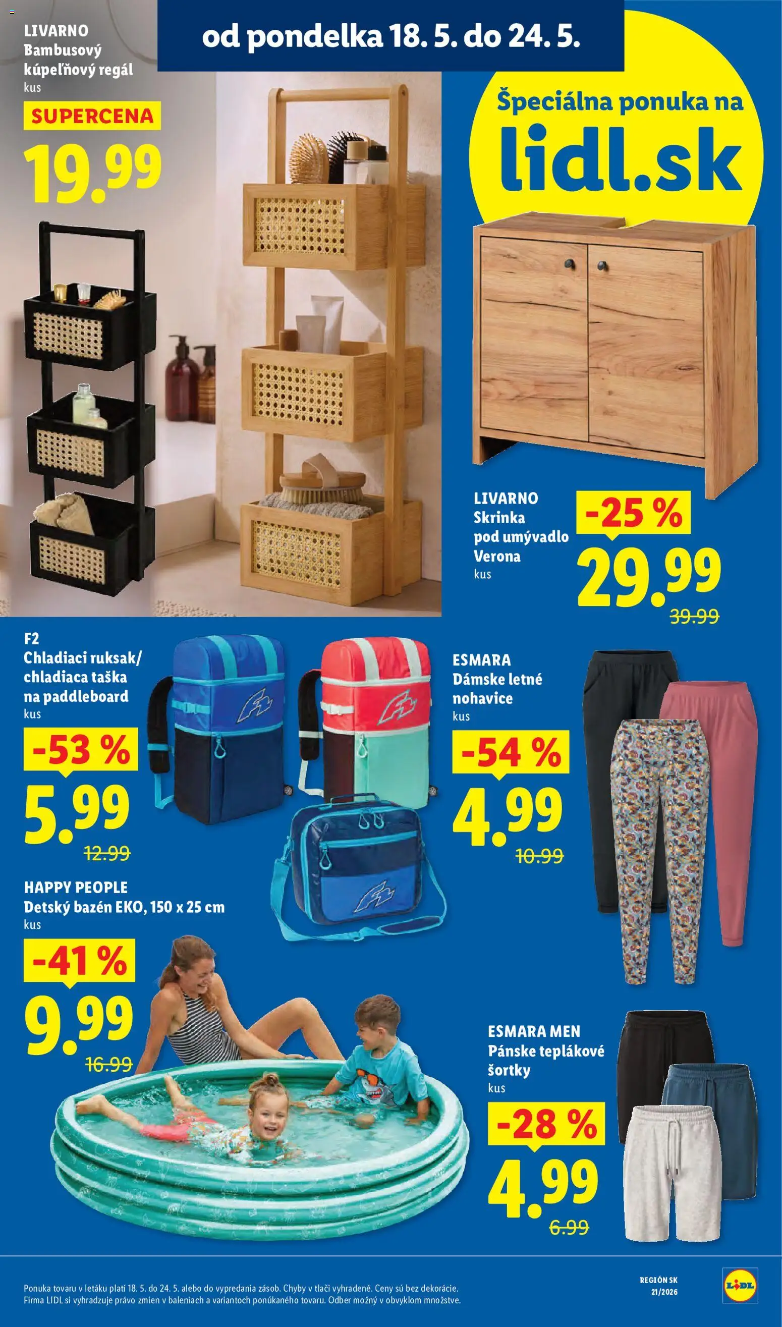 Nové Lidl akcie – leták je platný od 18.05.2026 | Strana: 9 | Produkty: Regál, Skrinka pod umývadlo, Skrinka