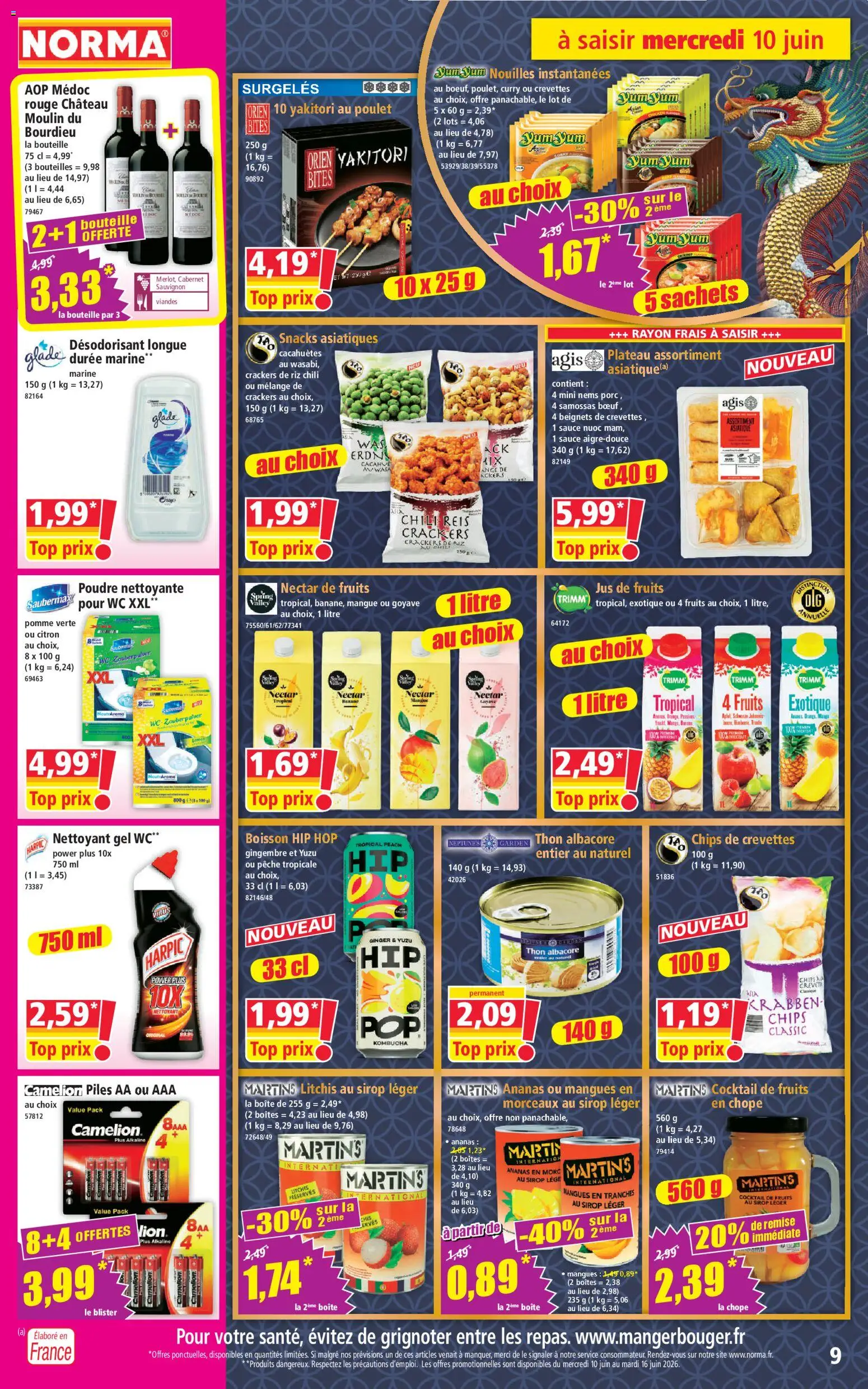 {H1} | Page: 9 | Produits: Goyave, Crevettes, Nouilles, Chips