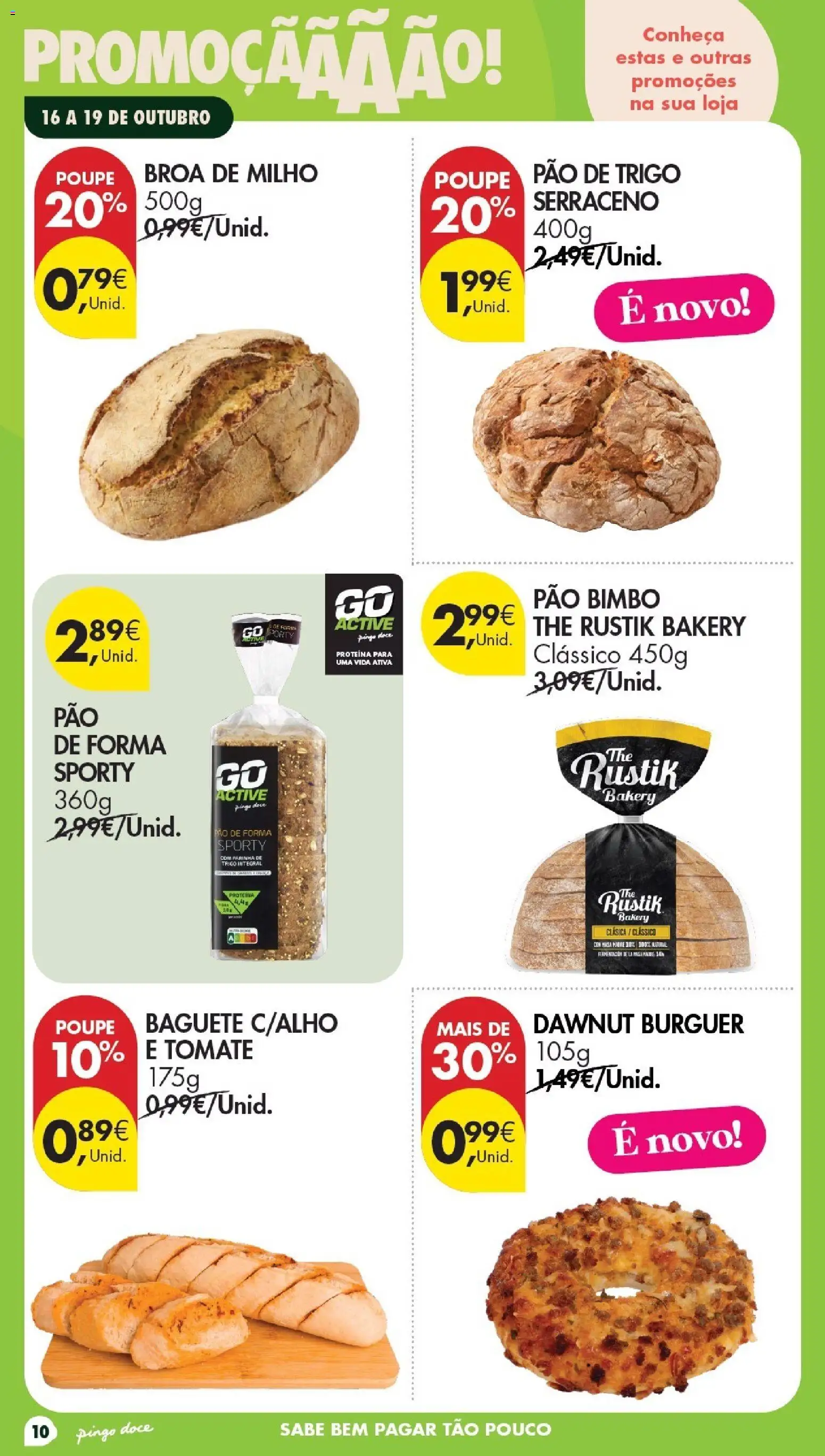 Pingo Doce folheto Poupe Este Fim de Semana │ válido de 16/10/2026 | Página: 10 | Produtos: Baguete, Pão de trigo, Mesa, Pão