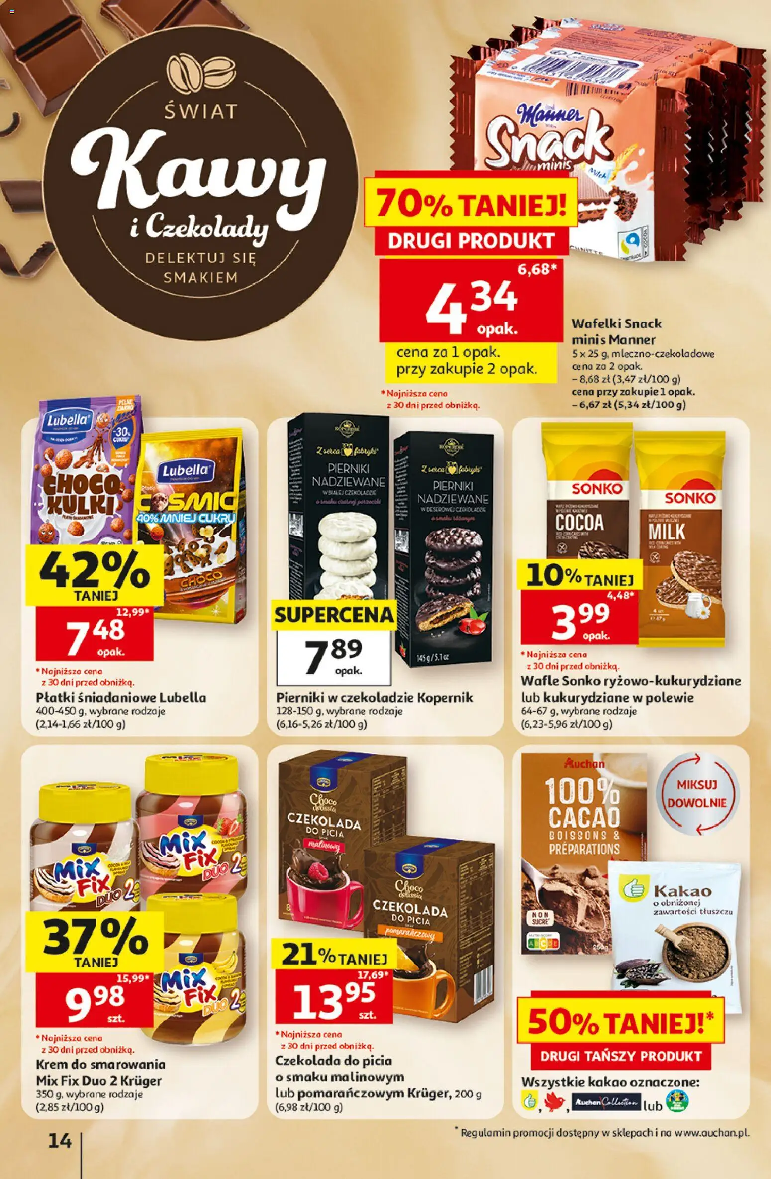 Auchan gazetka - Hipermarket od 22.10.2026 | Strona: 14 | Produkty: Czekolady, Kakao, Pierniki w czekoladzie, Krem