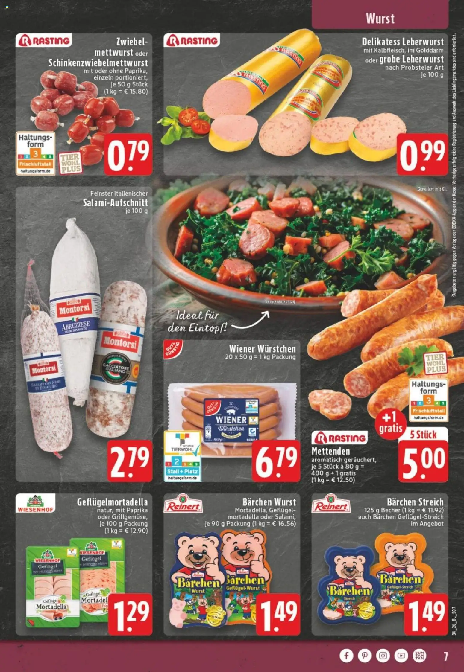 Edeka Prospekt Dortmund – gültig ab 17.08.2026 | Seite: 7 | Produkte: Wiener wurstchen, Paprika, Wurst