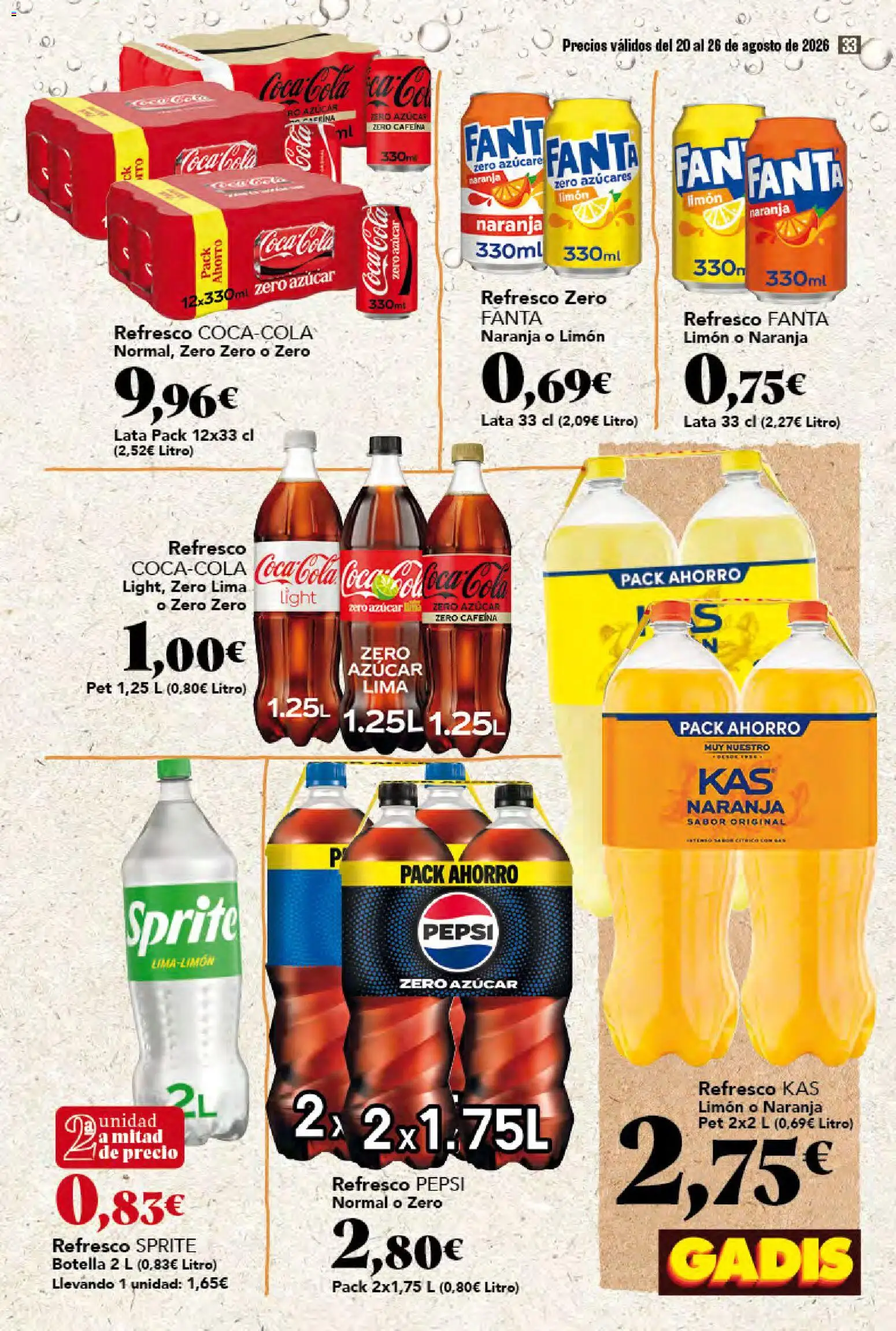 Gadis folleto │ válido desde el 20/08/2026 | Página: 33 | Productos: Lima, Fanta, Limón, Azúcar