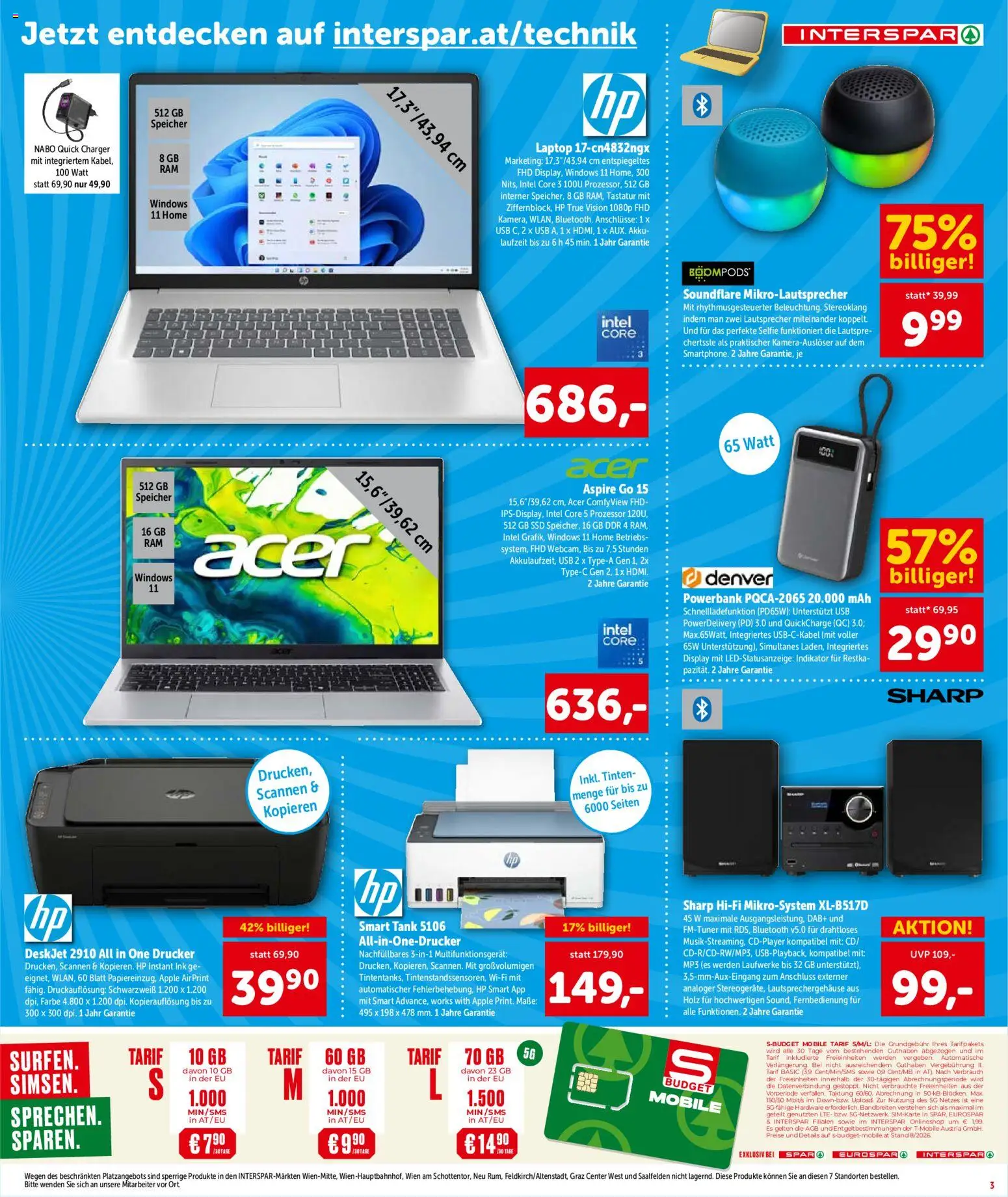 Interspar Sonderfolder Technik gültig ab 01.10.2026 | Seite: 3 | Produkte: Tastatur, MP3, USB, Apple