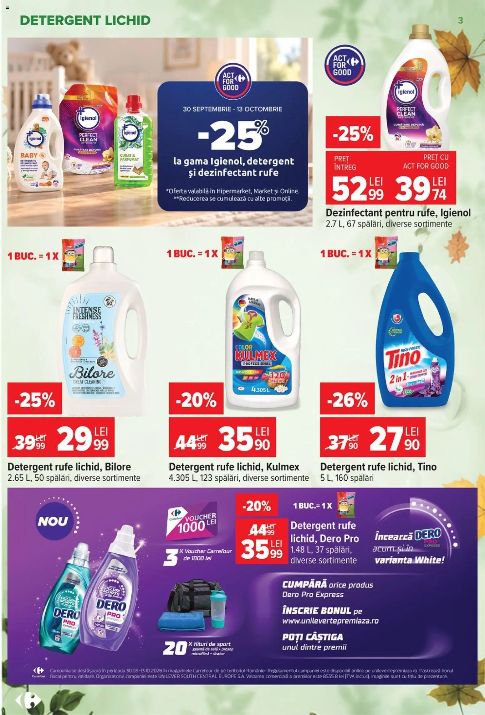 Noul catalog Carrefour – valabil de la 30.09.2026 | Pagină: 3 | Produse: Sport, Detergent, Intense, Dezinfectant
