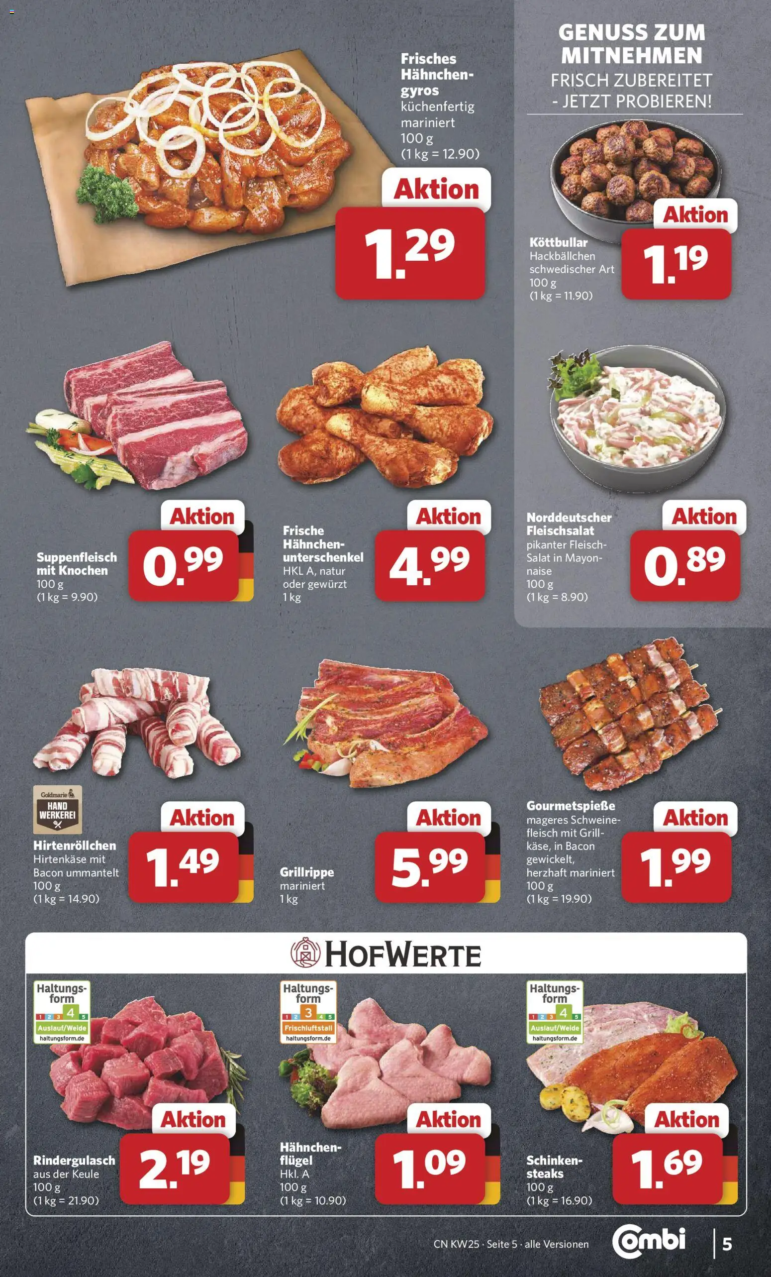 Combi Prospekt – gültig ab 15.06.2026 | Seite: 5 | Produkte: Rindergulasch, Gyros, Fleisch, Salat