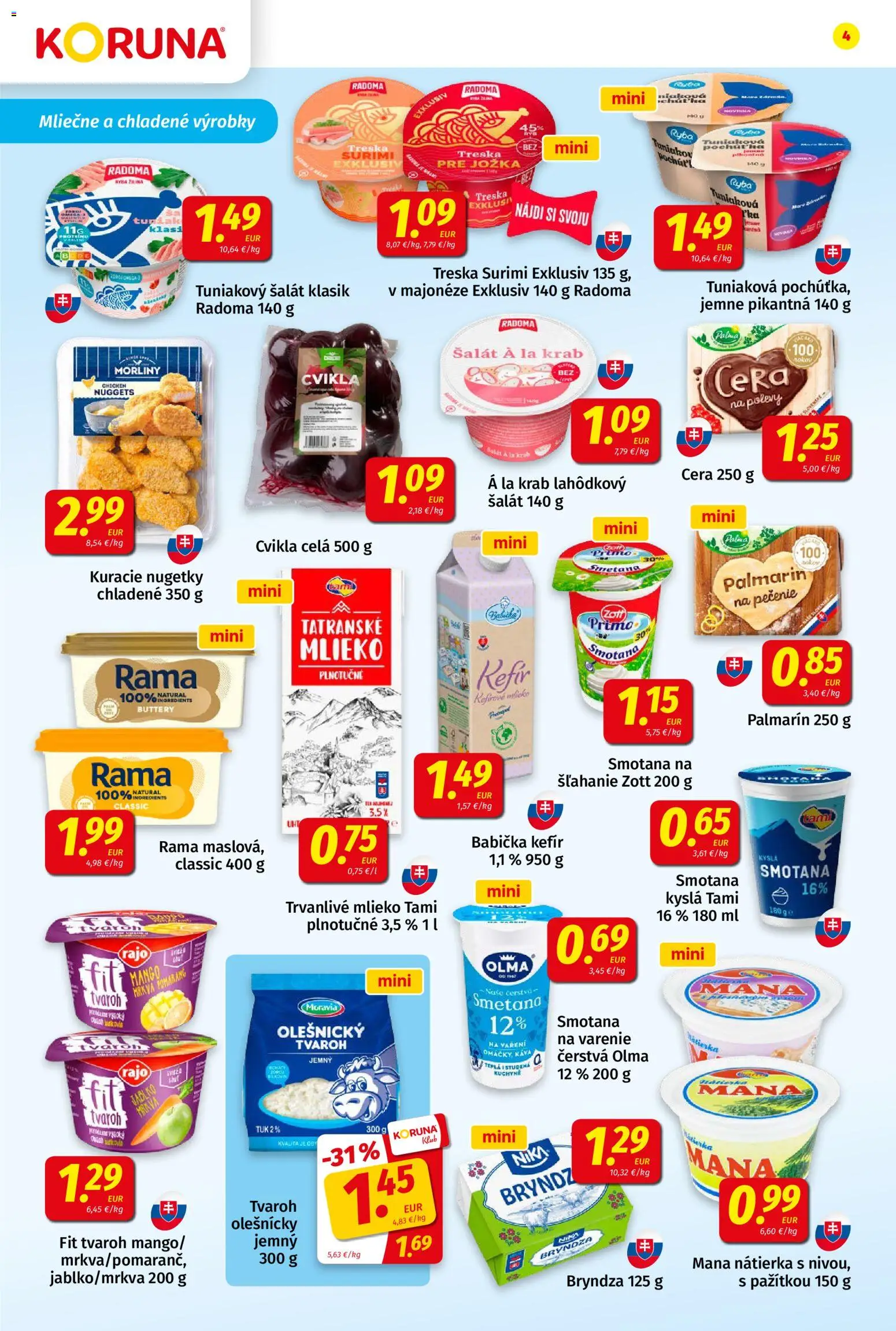 Nové Koruna akcie – leták je platný od 23.10.2026 | Strana: 4 | Produkty: Káva, Šalát, Mango, Trvanlivé mlieko