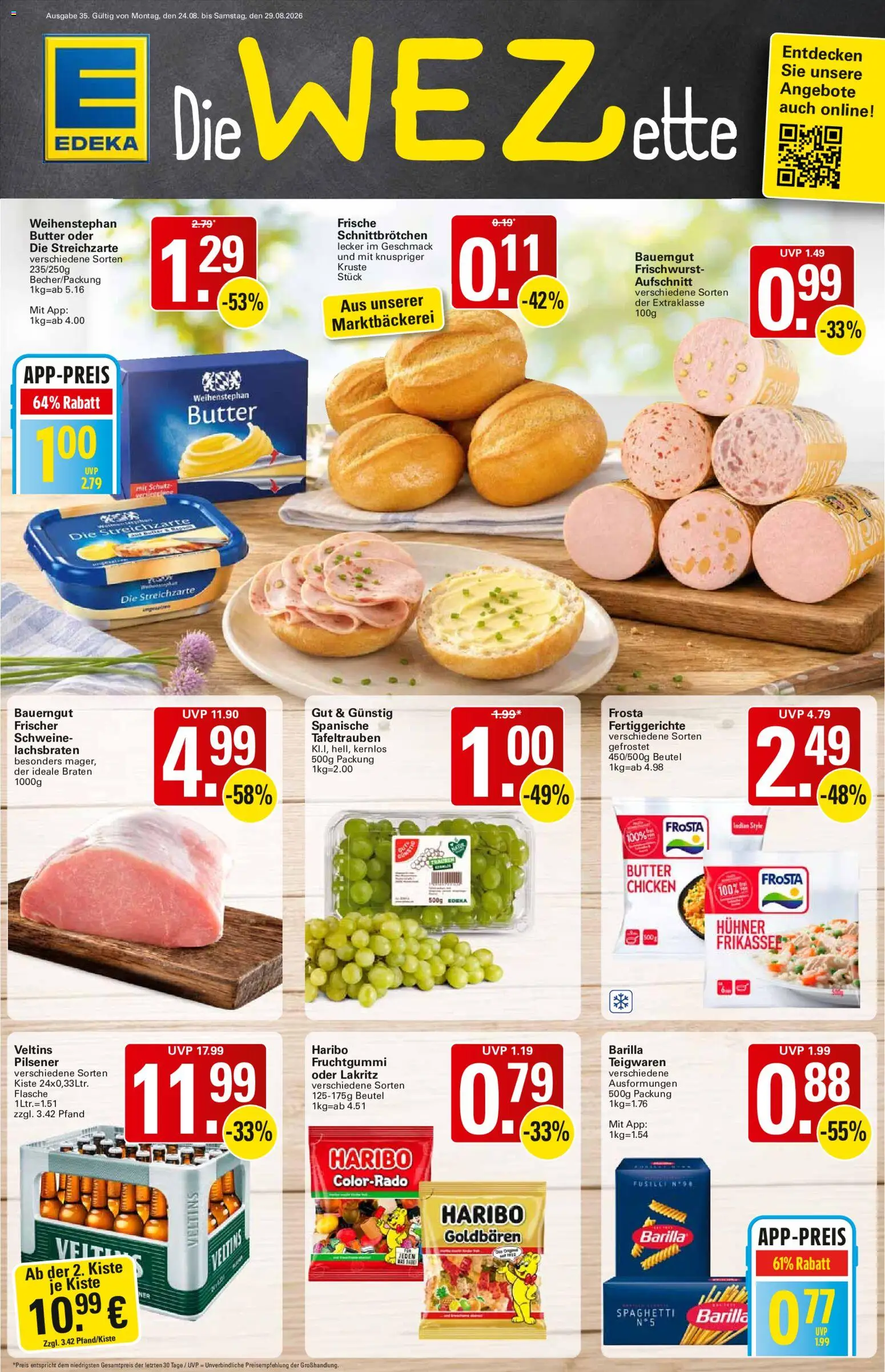 WEZ Prospekt – gültig ab 24.08.2026 | Seite: 1 | Produkte: Haribo, Barilla, Spaghetti, Fertiggerichte