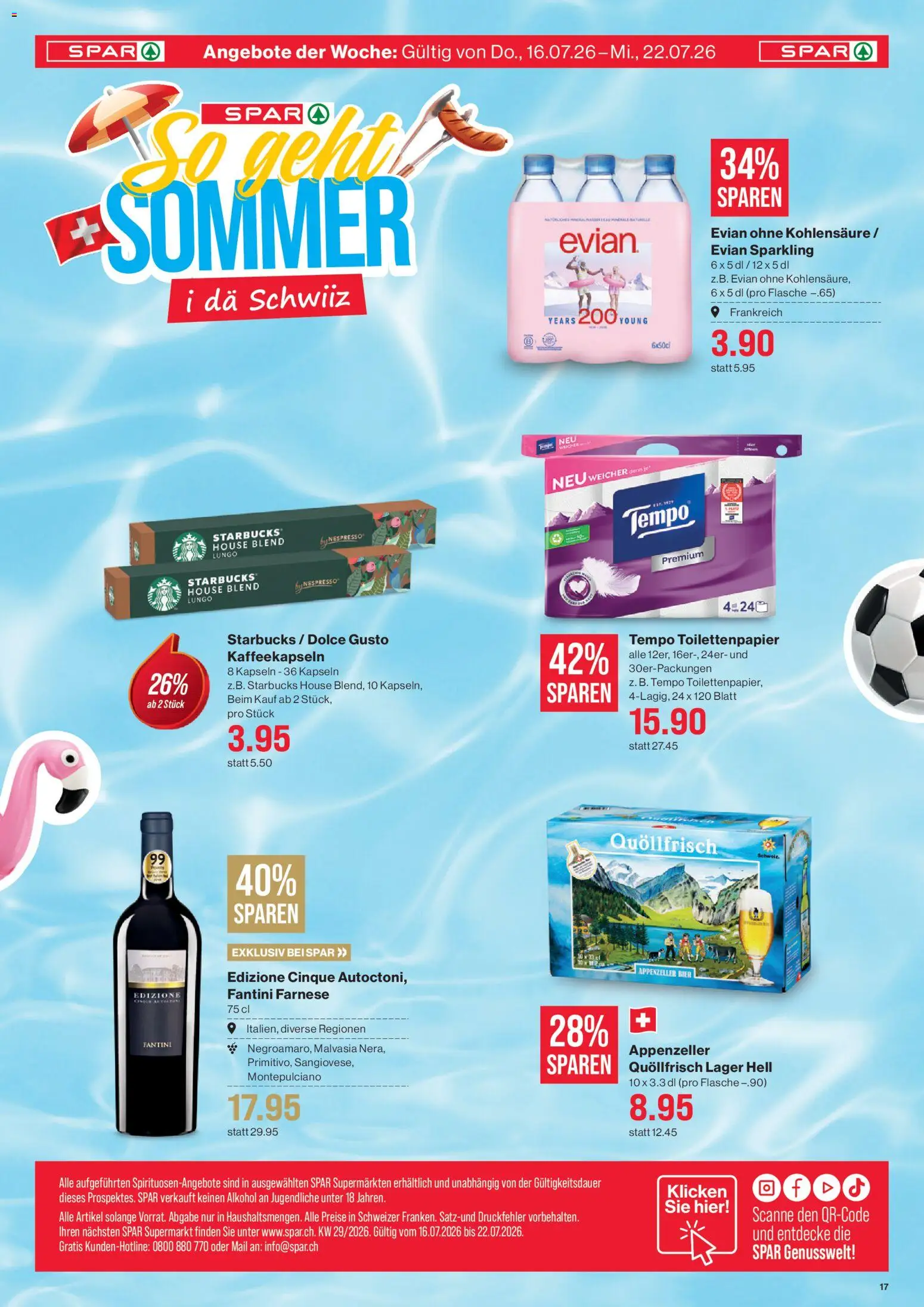 SPAR - SPAR Handels AG – gültig ab 16.07.2026 | Seite: 17 | Produkte: Bier, Toilettenpapier
