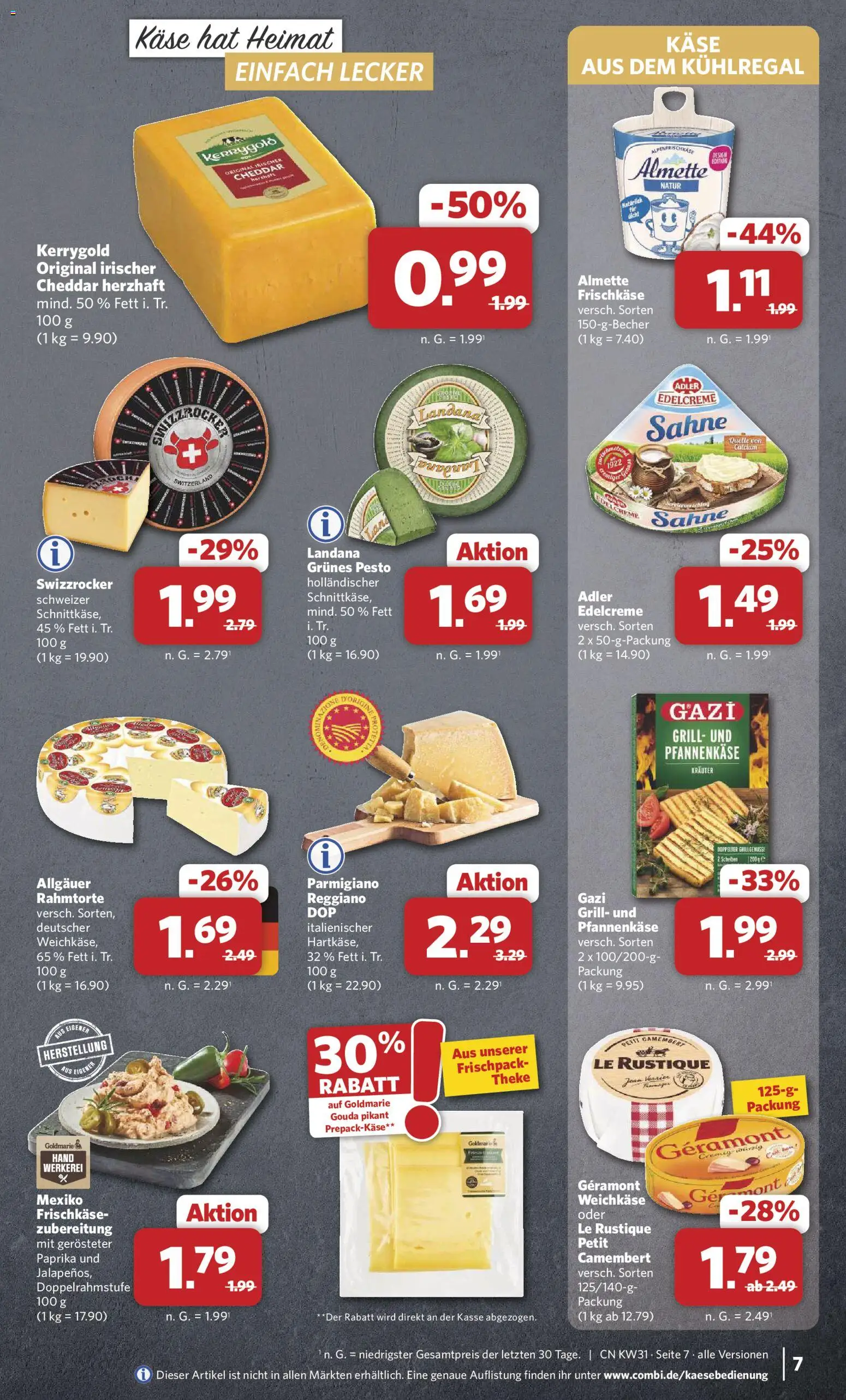 Combi Prospekt – gültig ab 27.07.2026 | Seite: 7 | Produkte: Käse, Theke, Gouda, Sahne