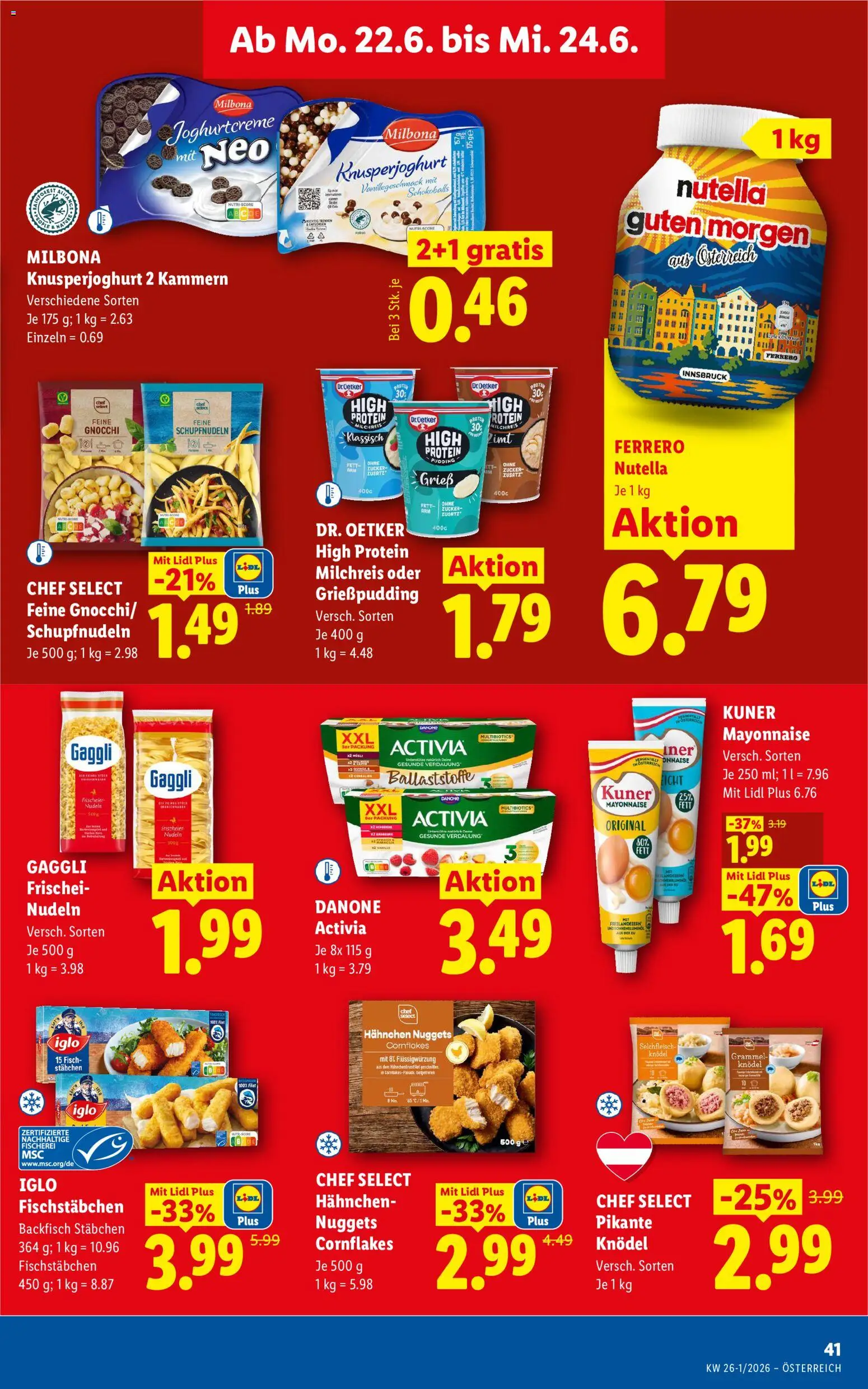 Lidl Flugblatt gültig ab 18.06.2026 | Seite: 50 | Produkte: Mayonnaise, Himbeere, Fisch, Nudeln