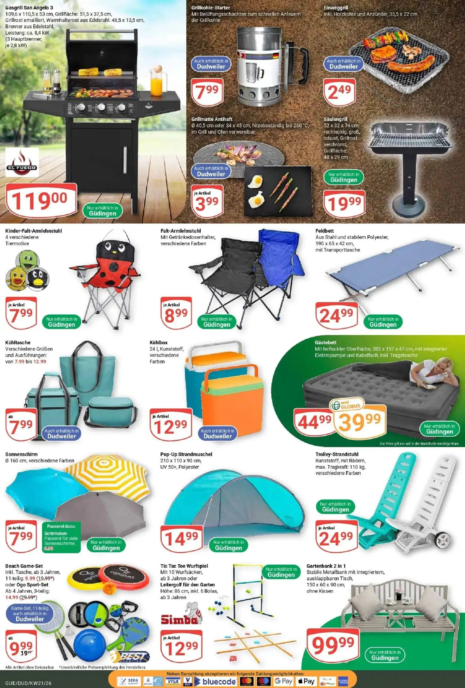 Globus Prospekt Saarbrücken-Güdingen – gültig ab 17.05.2026 | Seite: 24 | Produkte: Ofen, Grill, Kissen, Sonnenschirm
