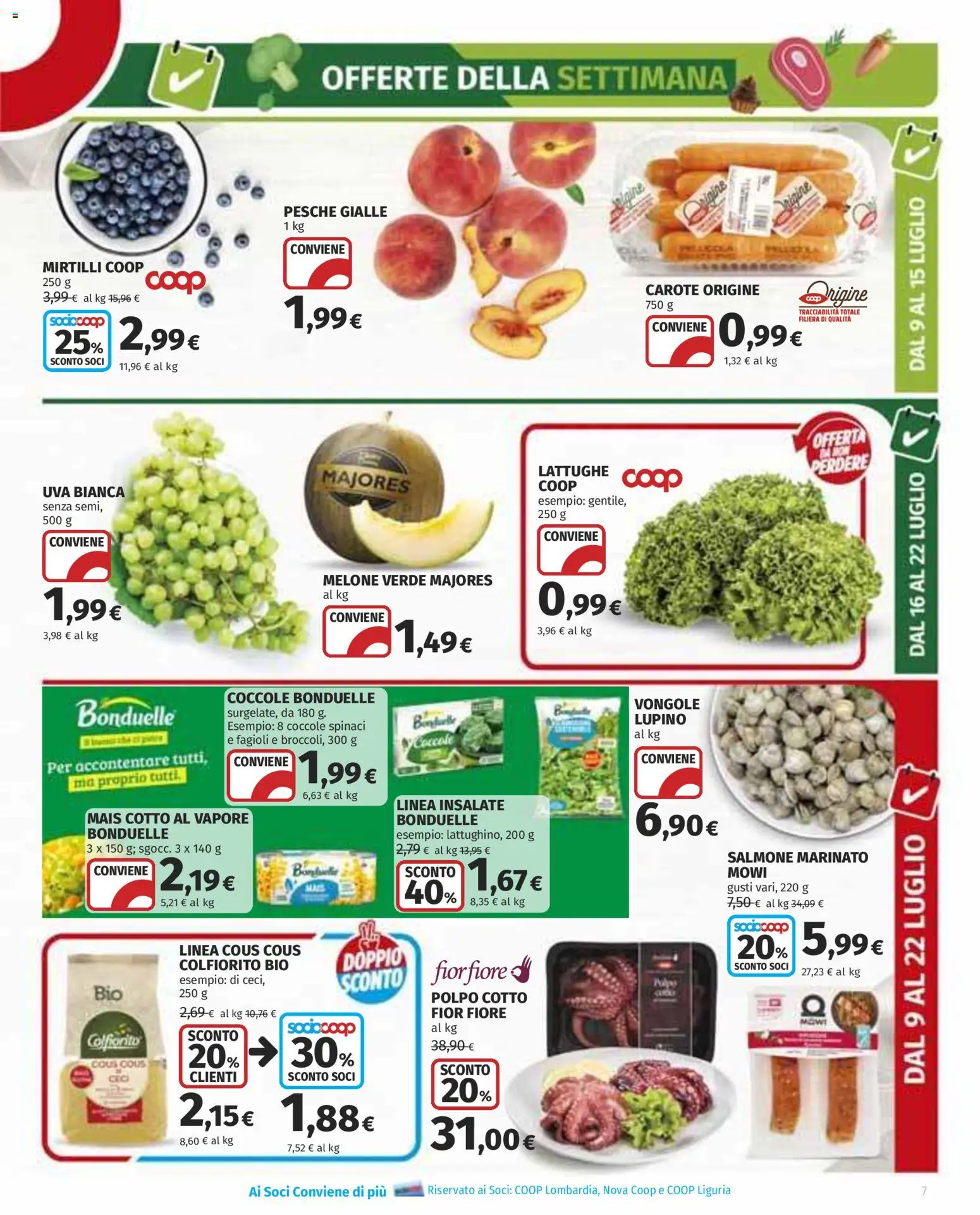 Volantino COOP del 09/07/2026 | Pagina: 7 | Prodotti: Vongole, Fagioli, Carote, Cous cous