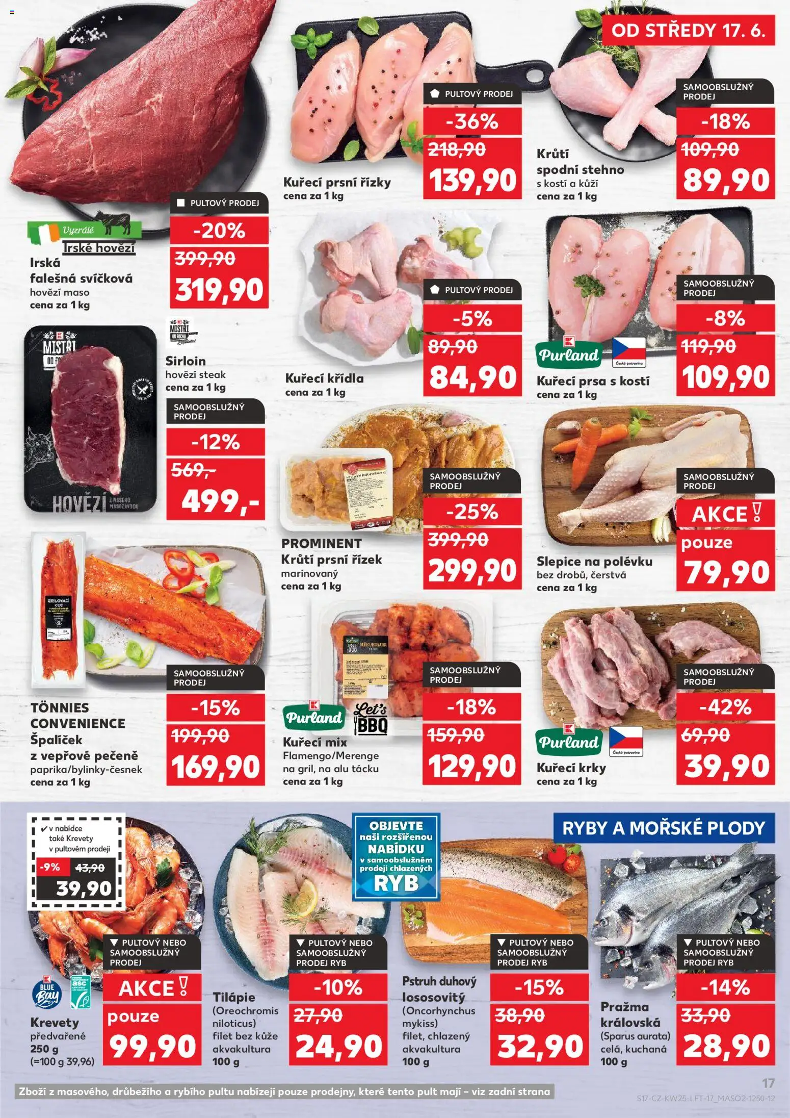 Kaufland leták - Kolín od 17.06.2026 | Strana: 17 | Produkty: Kuřecí prsa, Steak, Kuřecí Křídla, Krevety