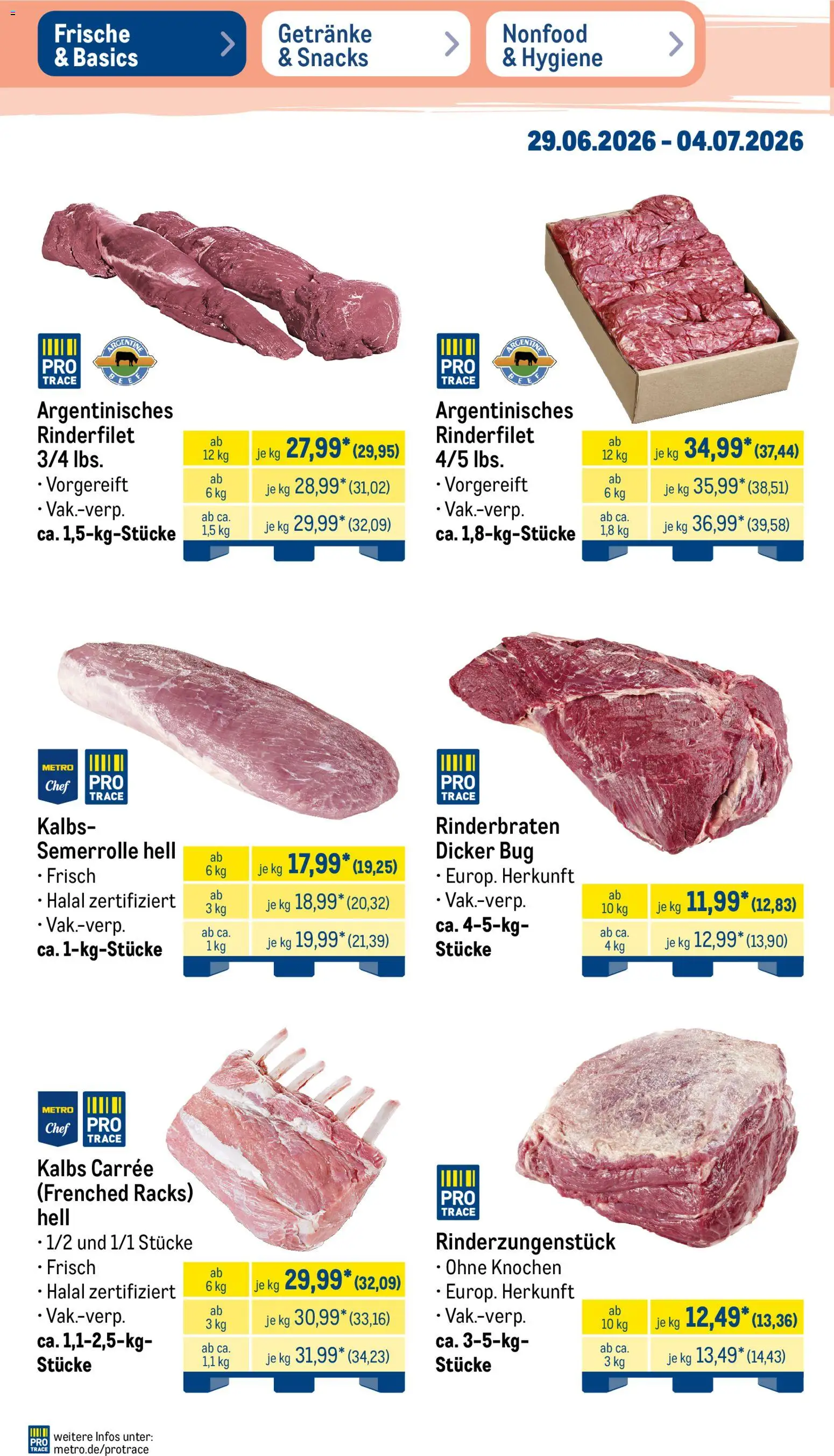 Metro Non Food & Hygiene – gültig ab 29.06.2026 | Seite: 33 | Produkte: Rinderbraten, Rinderfilet