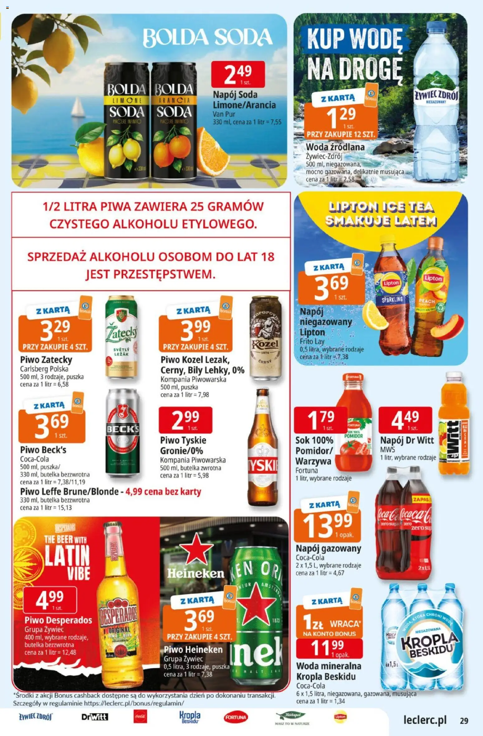 E.Leclerc gazetka od 08.09.2026 | Strona: 29 | Produkty: Leffe, Leżak, Desperados, Warzywa
