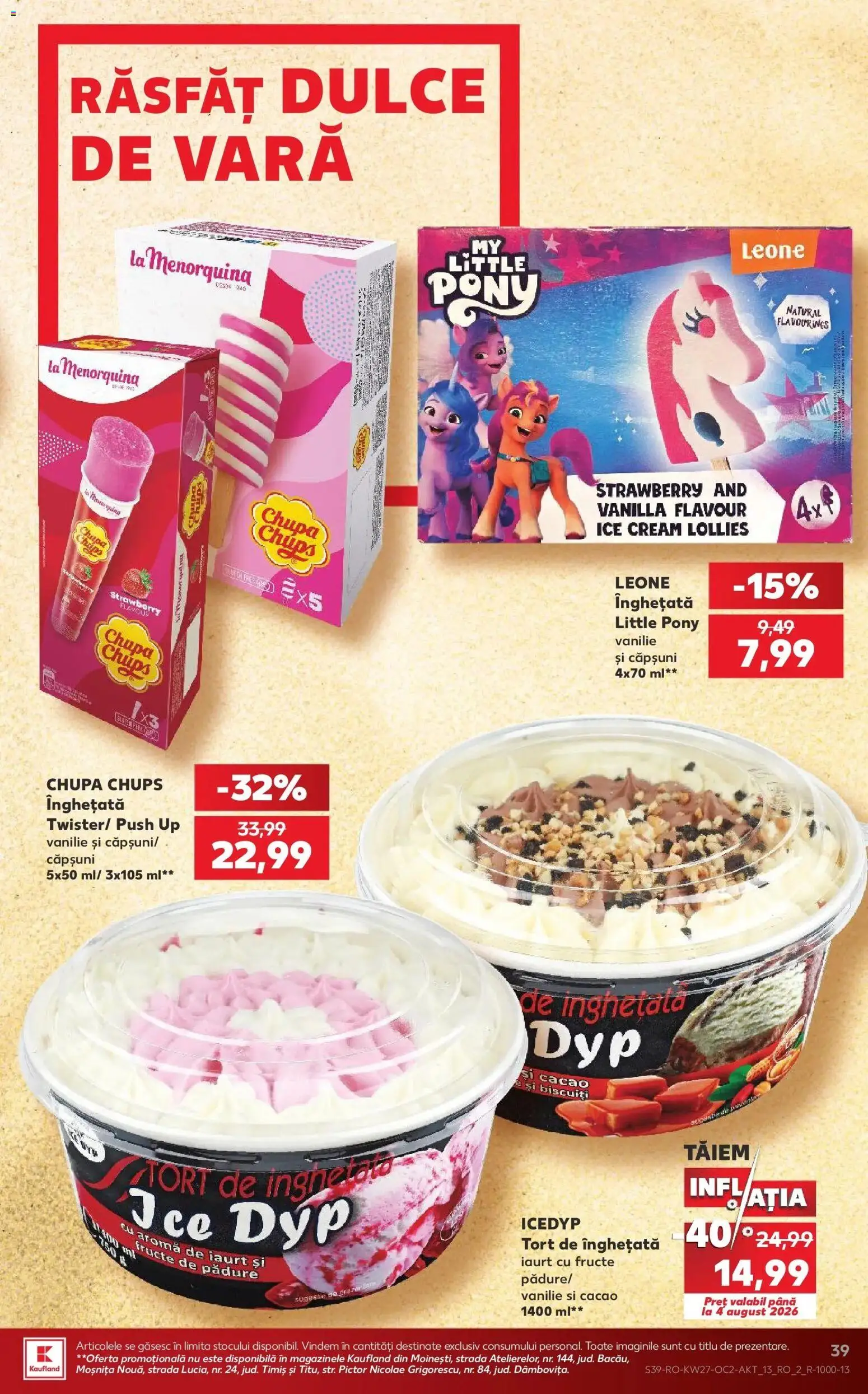 Noul catalog Kaufland – valabil de la 01.07.2026 | Pagină: 39 | Produse: Tort, Căpșuni, Biscuiți, Fructe