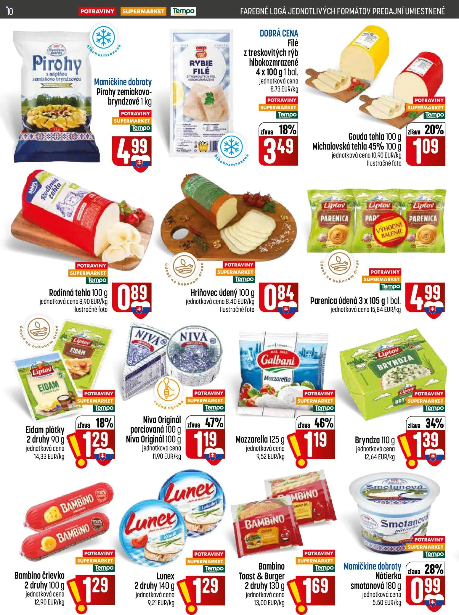 Nové COOP Jednota akcie – leták je platný od 03.09.2026 | Strana: 10 | Produkty: Pirohy, Gouda, Nátierka, Niva
