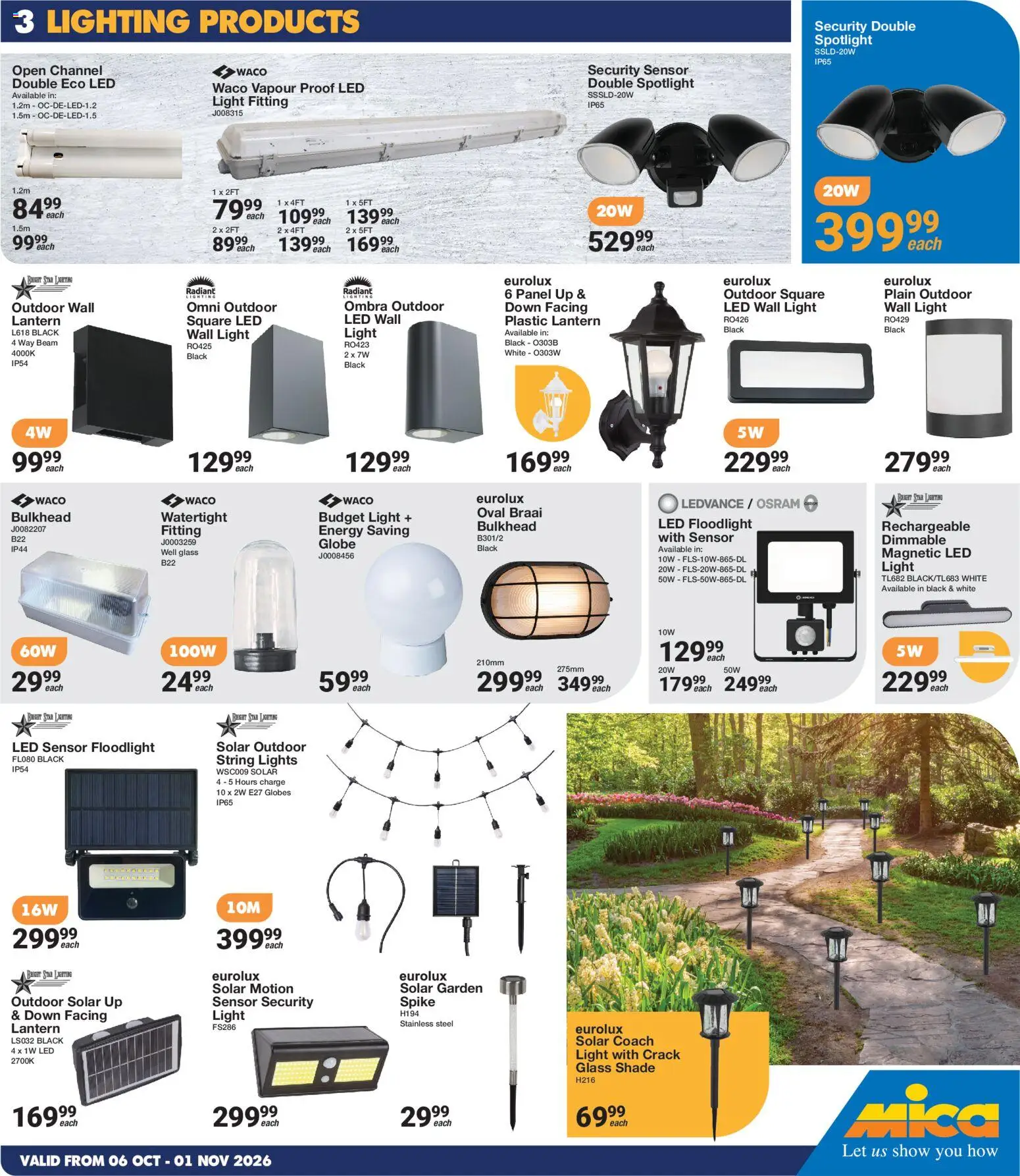 New MICA catalogue – valid from 06/10/2026 | Page: 3 | Products: Lantern, Globe, Light