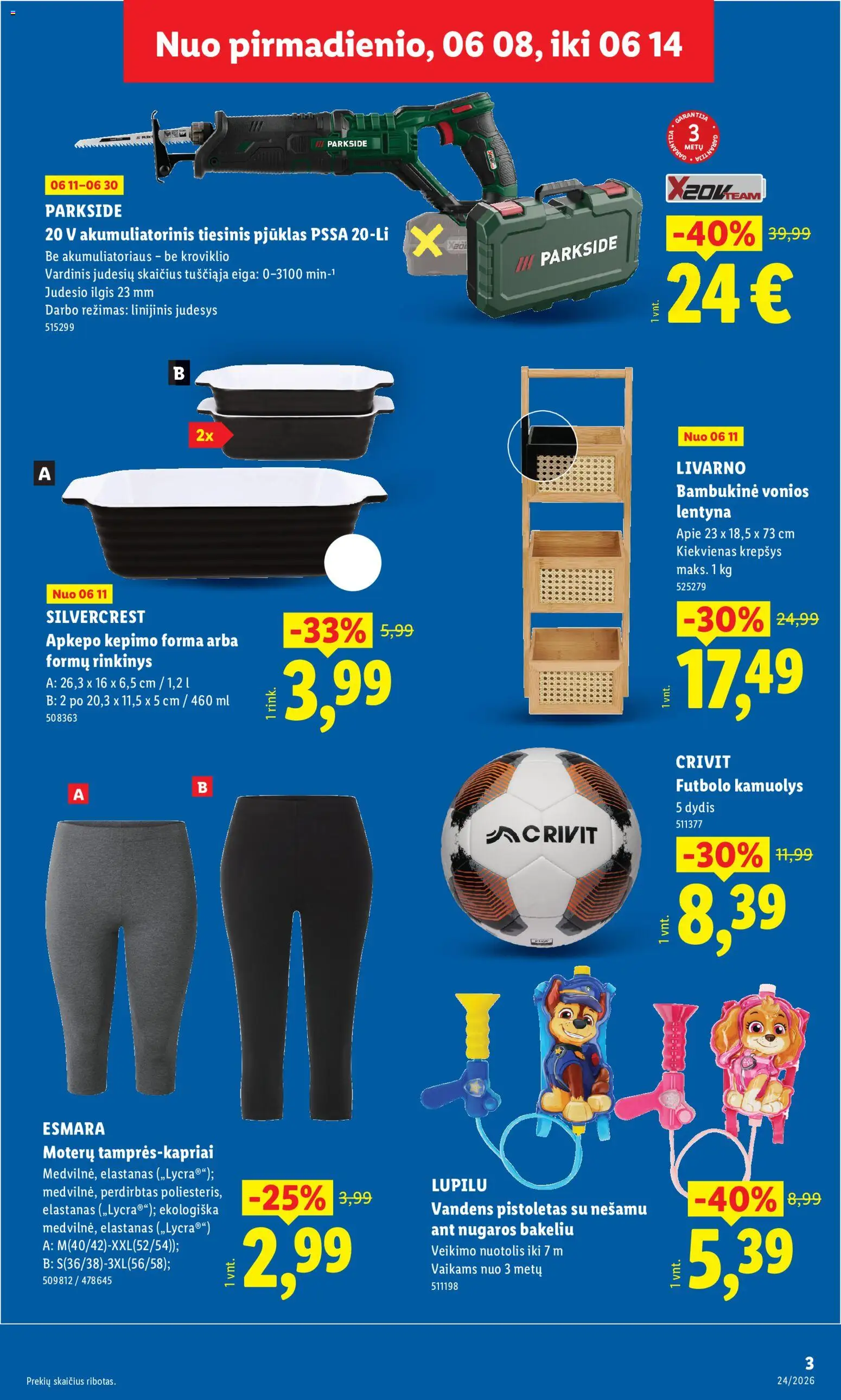 LIDL akcijos nuo 08.06.2026 | Puslapis: 3 | Prekių: Lentyna, Krepšys