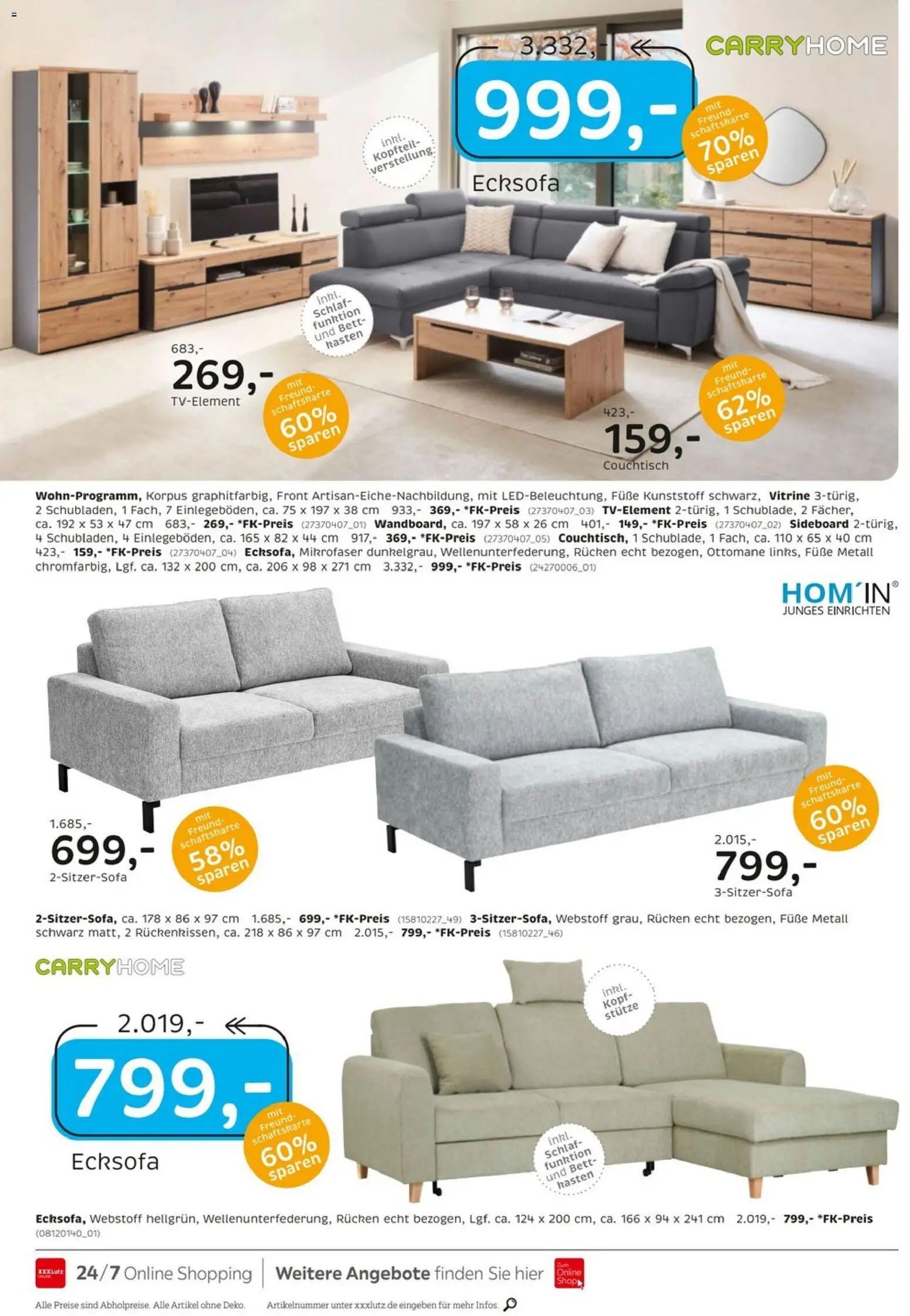 XXXLutz Junges Wohnen – gültig ab 29.03.2026 | Seite: 4 | Produkte: Sideboard, Ecksofa, Bett, Vitrine