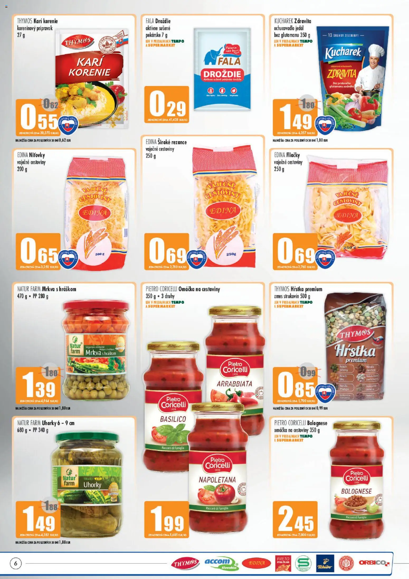 Nové COOP Jednota akcie – leták je platný od 03.09.2026 | Strana: 6 | Produkty: Hrach, Rezance, Korenie, Droždie