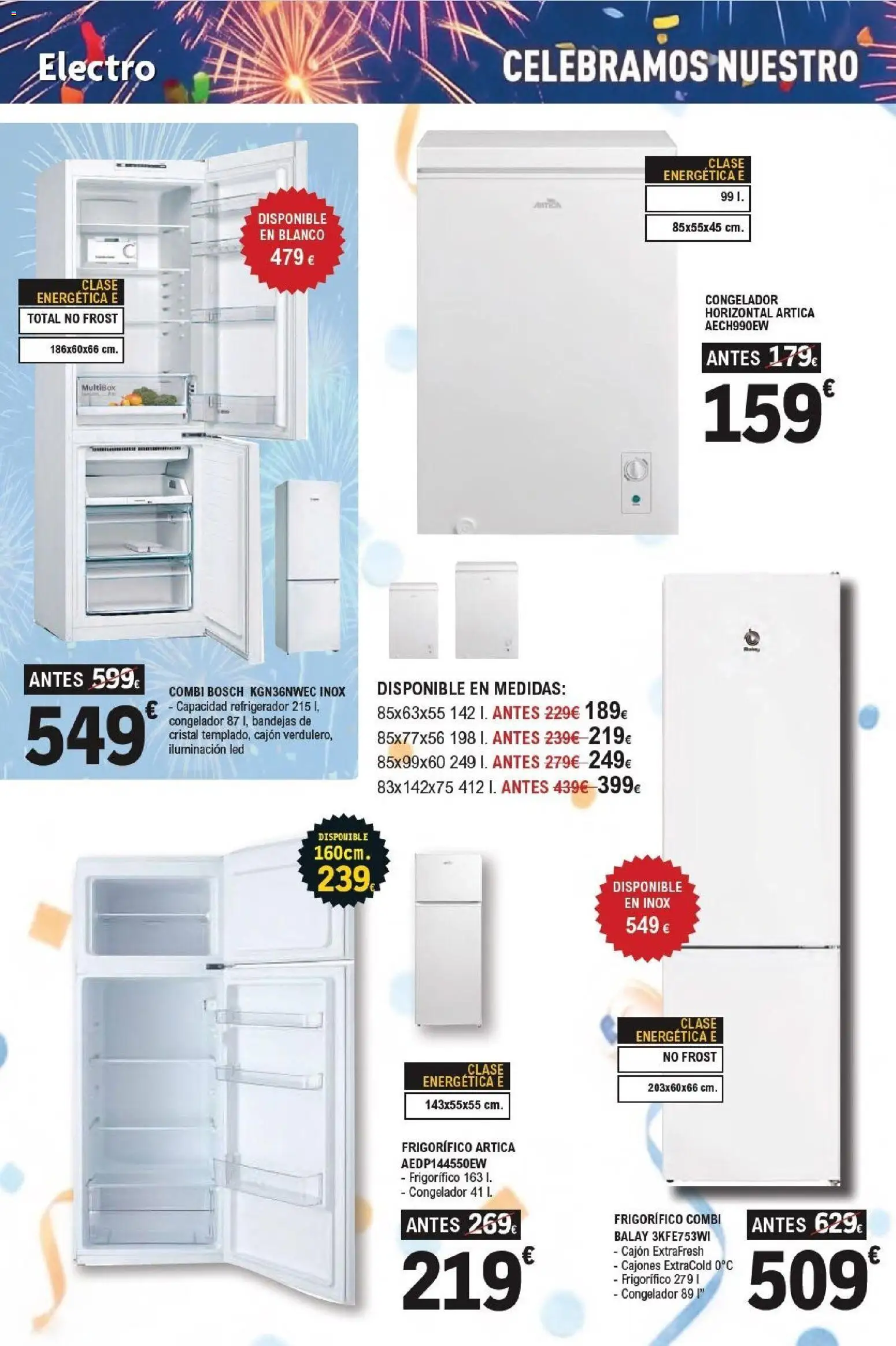 E.Leclerc Aniversario │ válido desde el 13/07/2026 | Página: 42 | Productos: Refrigerador, Congelador, Combi, Galette de chaise