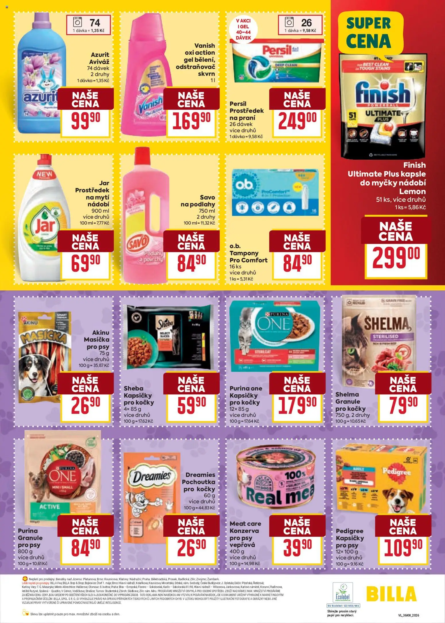 Billa Velký leták od 02.09.2026 | Strana: 33 | Produkty: Finish, Aviváž, Granule pro psy, Purina