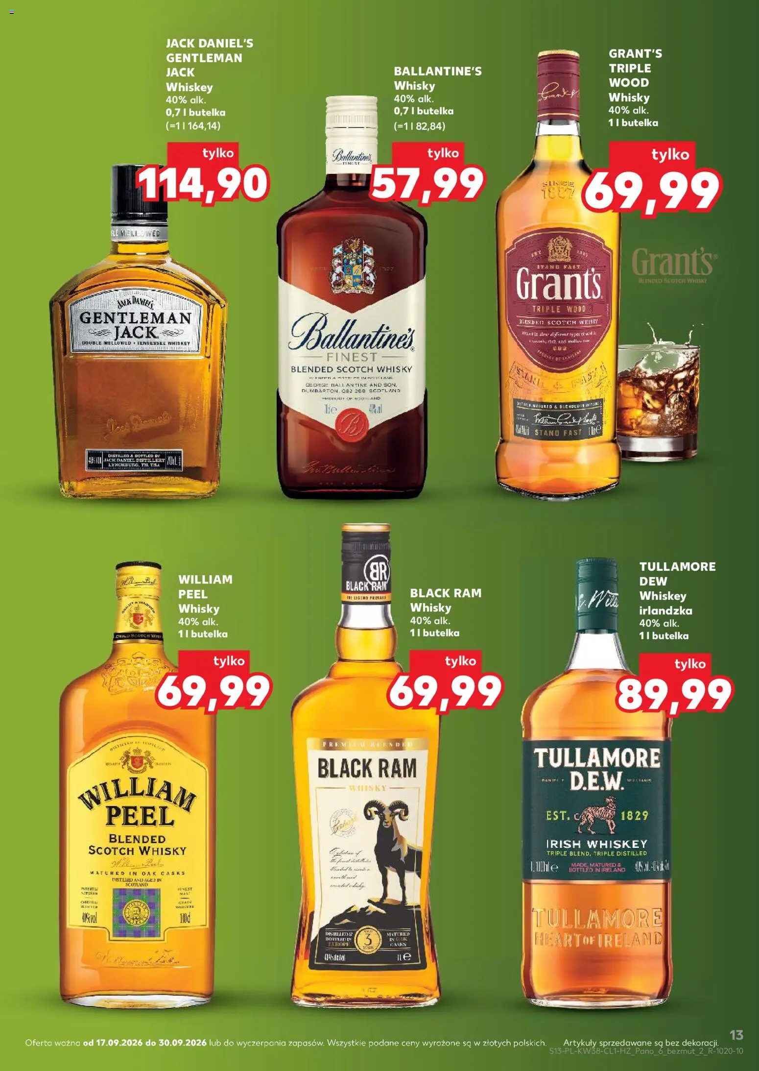 Kaufland Polsko leták - Barek od 17.09.2026 | Strana: 13 | Produkty: Whiskey, Finest, Whisky, Ballantine's