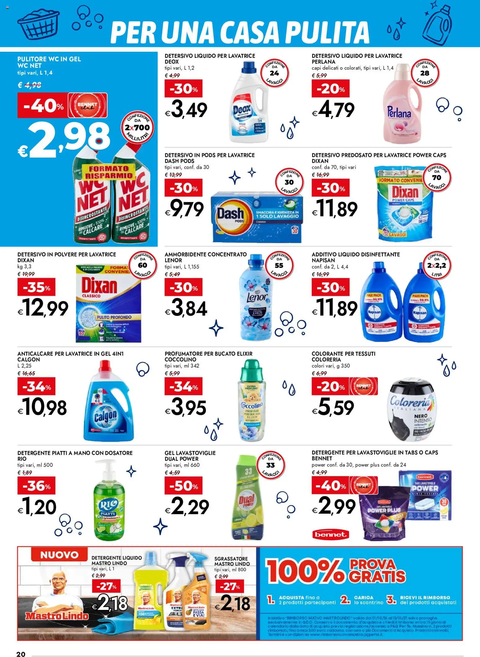 Volantino bennet del 22/10/2026 | Pagina: 20 | Prodotti: Detergente, Lavatrice, Data, Profumo