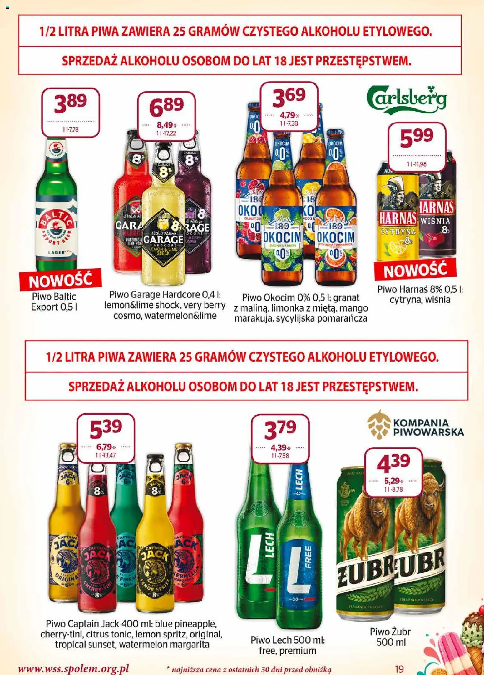 Społem gazetka od 01.08.2026 | Strona: 19 | Produkty: Cytryna, Piwo żubr, Lech, Piwo