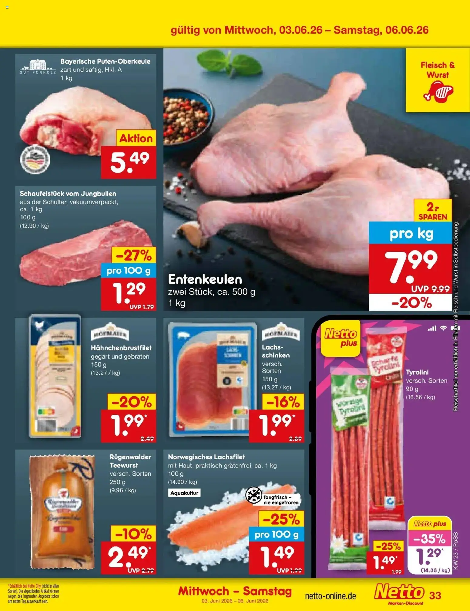 Netto Marken-Discount Prospekt Regensburg – gültig ab 01.06.2026 | Seite: 47 | Produkte: Lachs, Wurst, Schinken, Fleisch