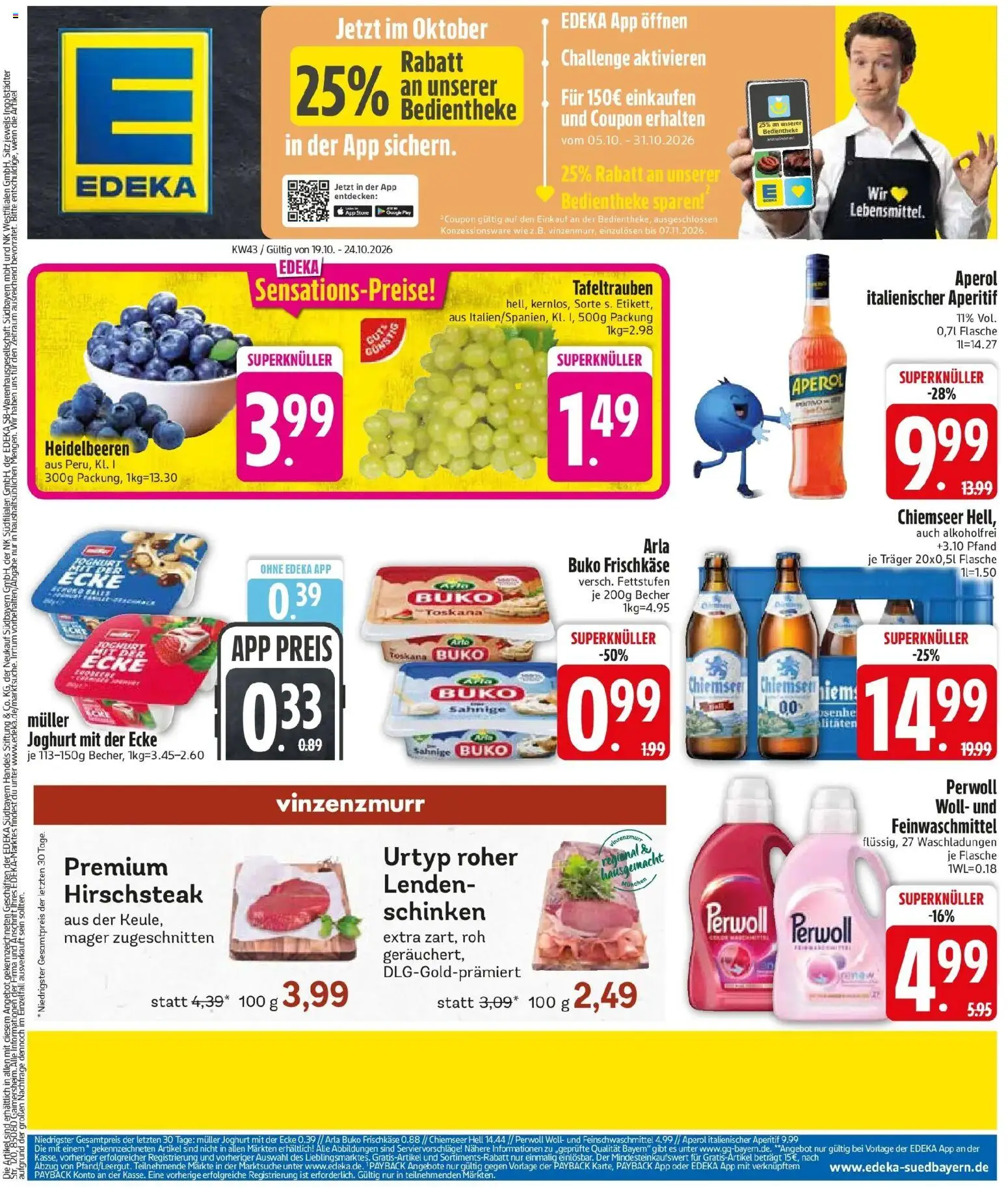 Edeka Prospekt Olching (ab 19.10.2026) » Angebote Online | Seite: 3 | Produkte: Perwoll, Heidelbeeren, Aperol, Frischkase