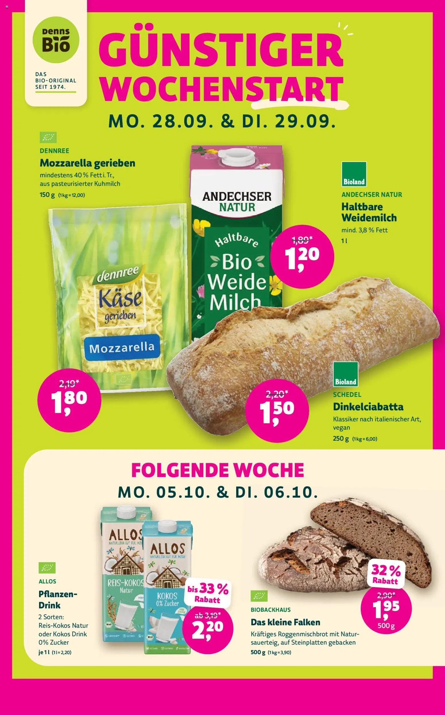 Denns BioMarkt Angebote – gültig ab 23.09.2026 | Seite: 5 | Produkte: Milch, Käse, Mozzarella, Zucker
