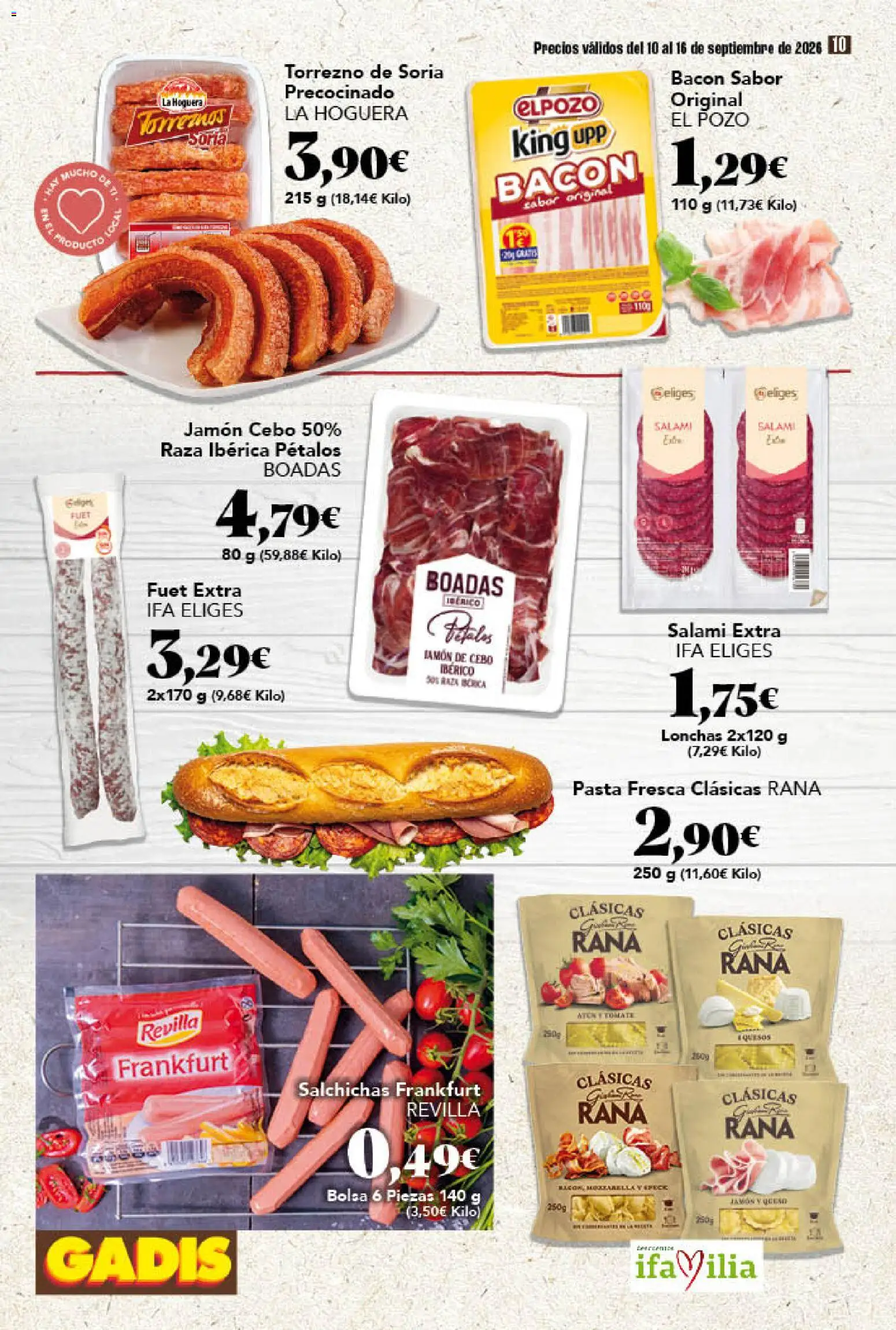 Gadis folleto │ válido desde el 10/09/2026 | Página: 10 | Productos: Bolsa, Salami, Bacon, Salchichas