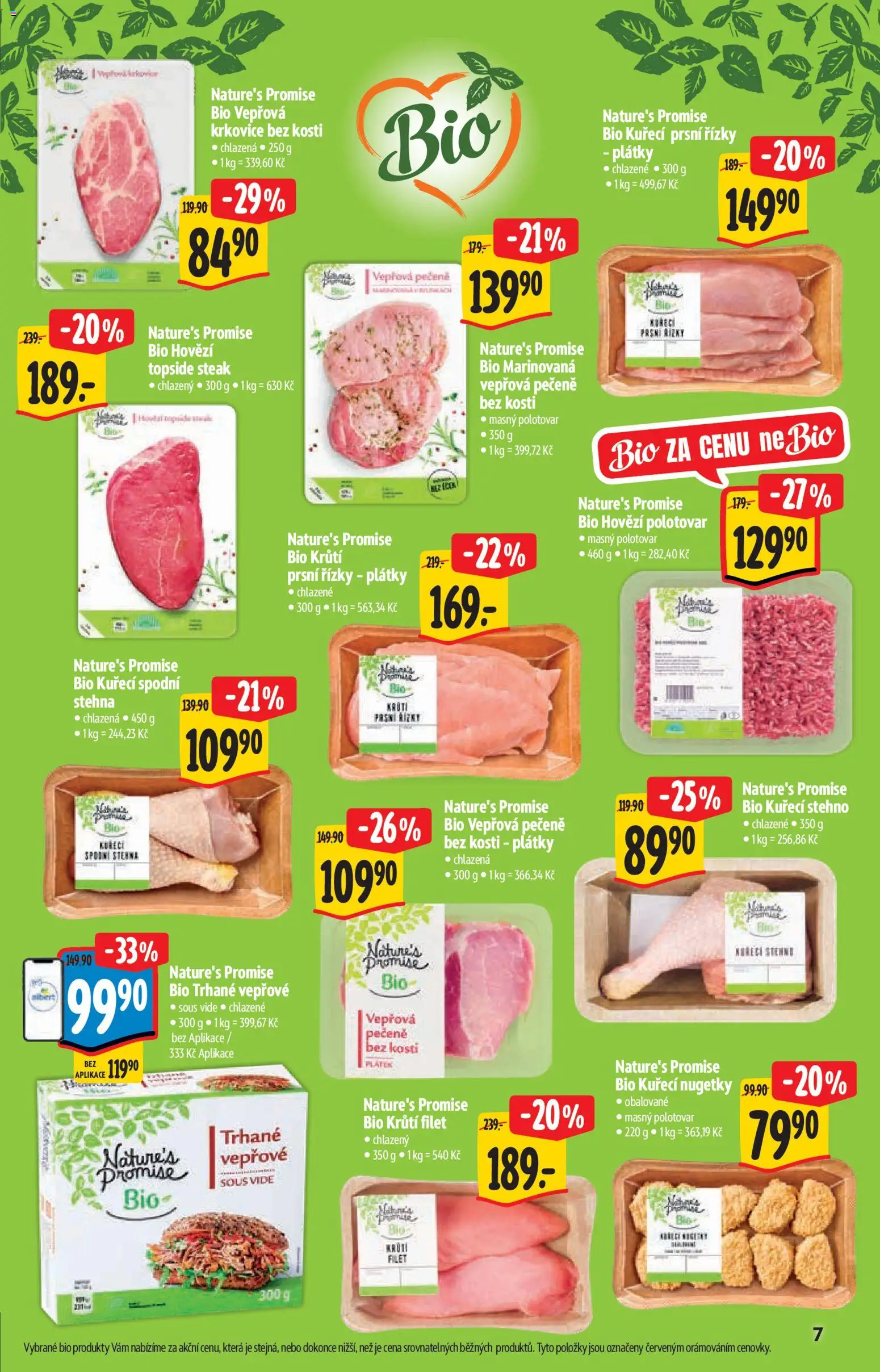 Albert katalog - Bio od 08.07.2026 | Strana: 7 | Produkty: Hovězí, Kuřecí nugetky, Kuřecí prsní řízky, Krkovice