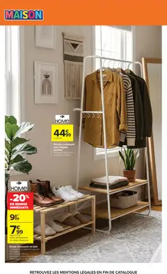 Carrefour - Prévisualisation de Range chaussures en bois, 2 niveaux. Peut contenir 6 paires de chaussures. Dim : 63 x 26 x 29 cm. Existe aussi le rack à chaussures télescopique à un prix différent. valide à partir de 11/08/2026 | Page: 64 | Produits: Chaussures, Étagère, Range chaussures, Bambou