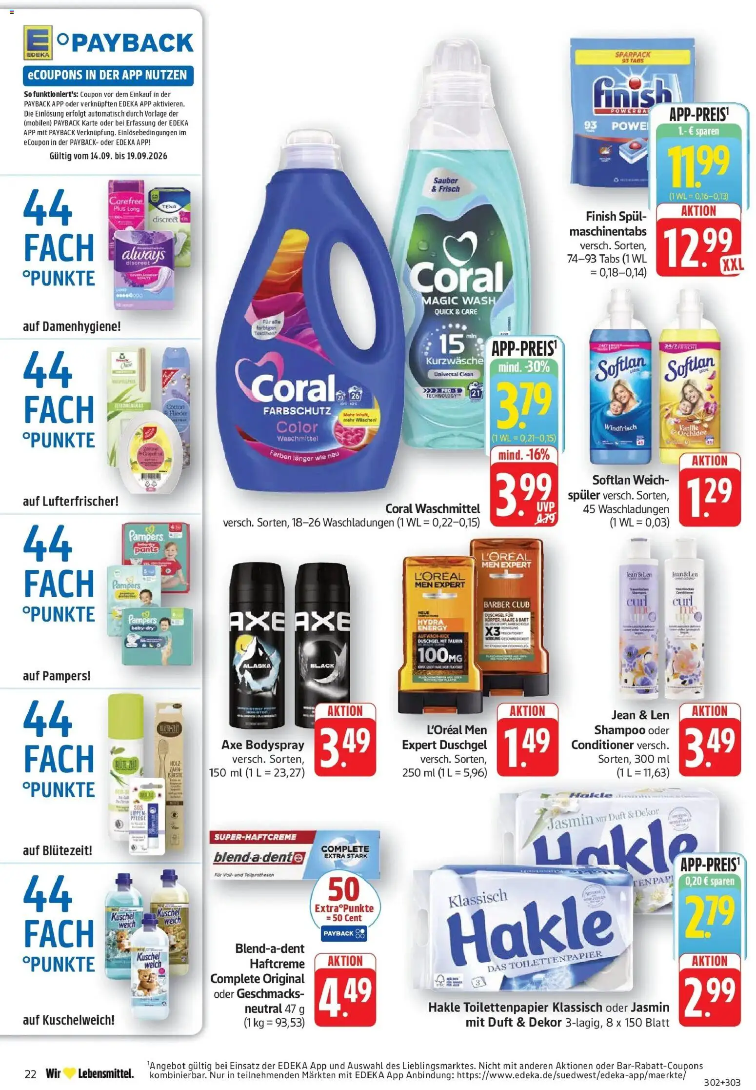 Edeka Prospekt Filderstadt-Bonlanden (ab 14.09.2026) » Angebote Online | Seite: 22 | Produkte: Orchidee, Coral, Pampers, Duschgel