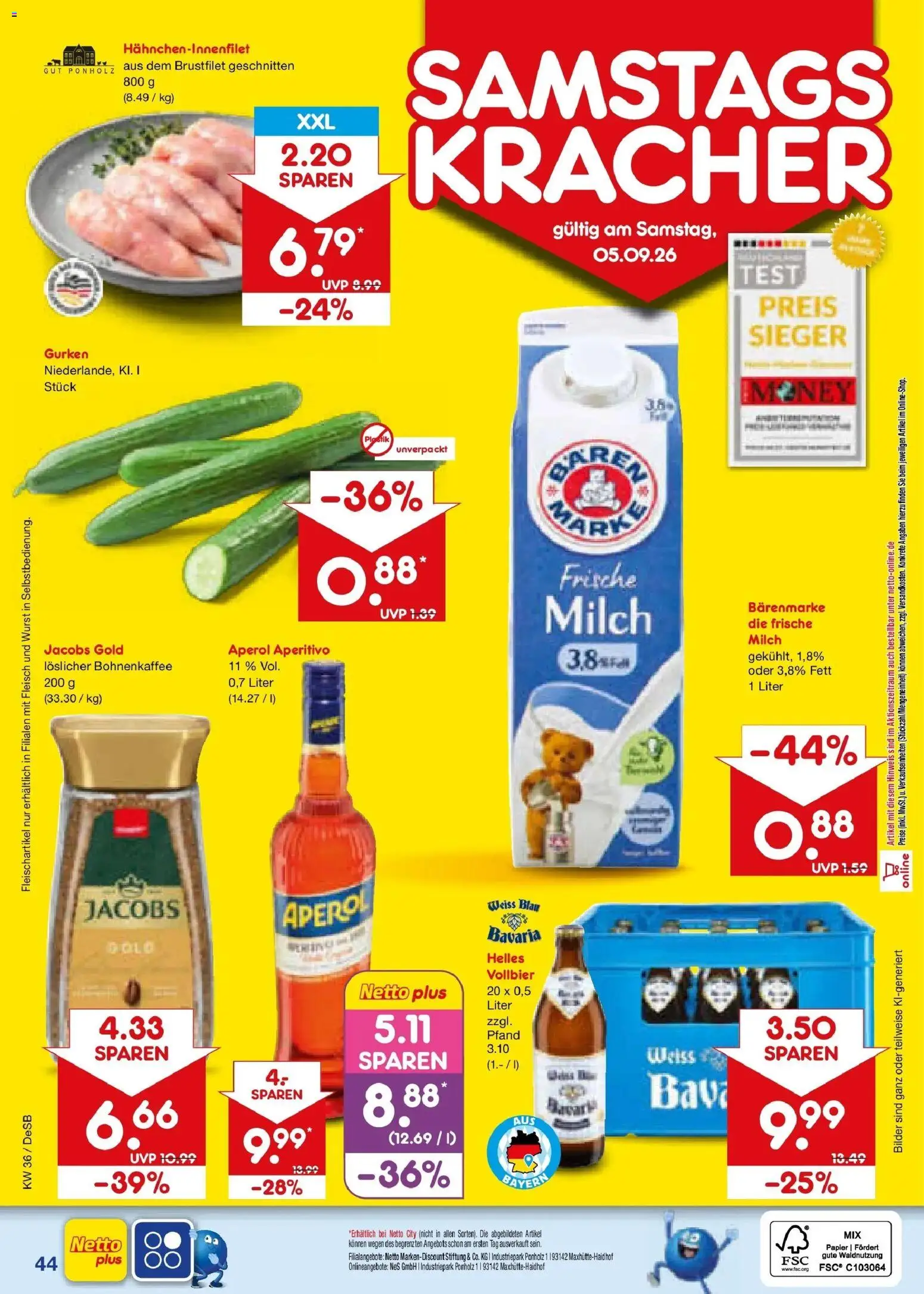 Netto Marken-Discount Prospekt Thierhaupten (ab 31.08.2026) » Angebote | Seite: 56 | Produkte: Milch, Bilder, Wurst, Gurken