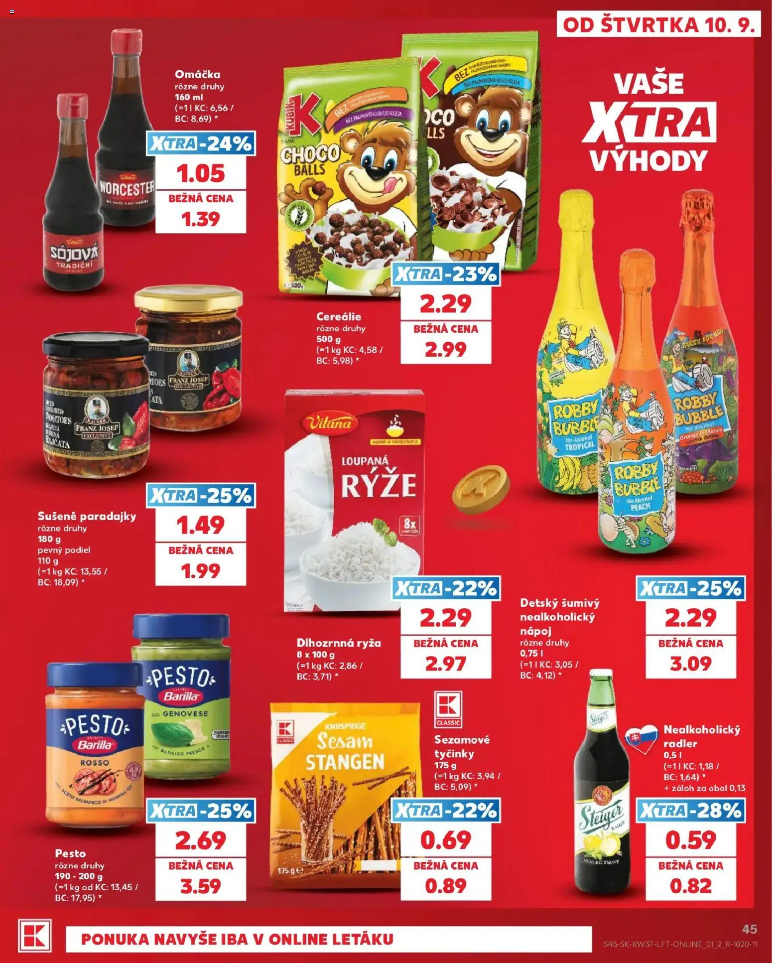Nové Kaufland akcie – leták je platný od 10.09.2026 | Strana: 45 | Produkty: Paradajky, Barilla, Steiger, Pesto