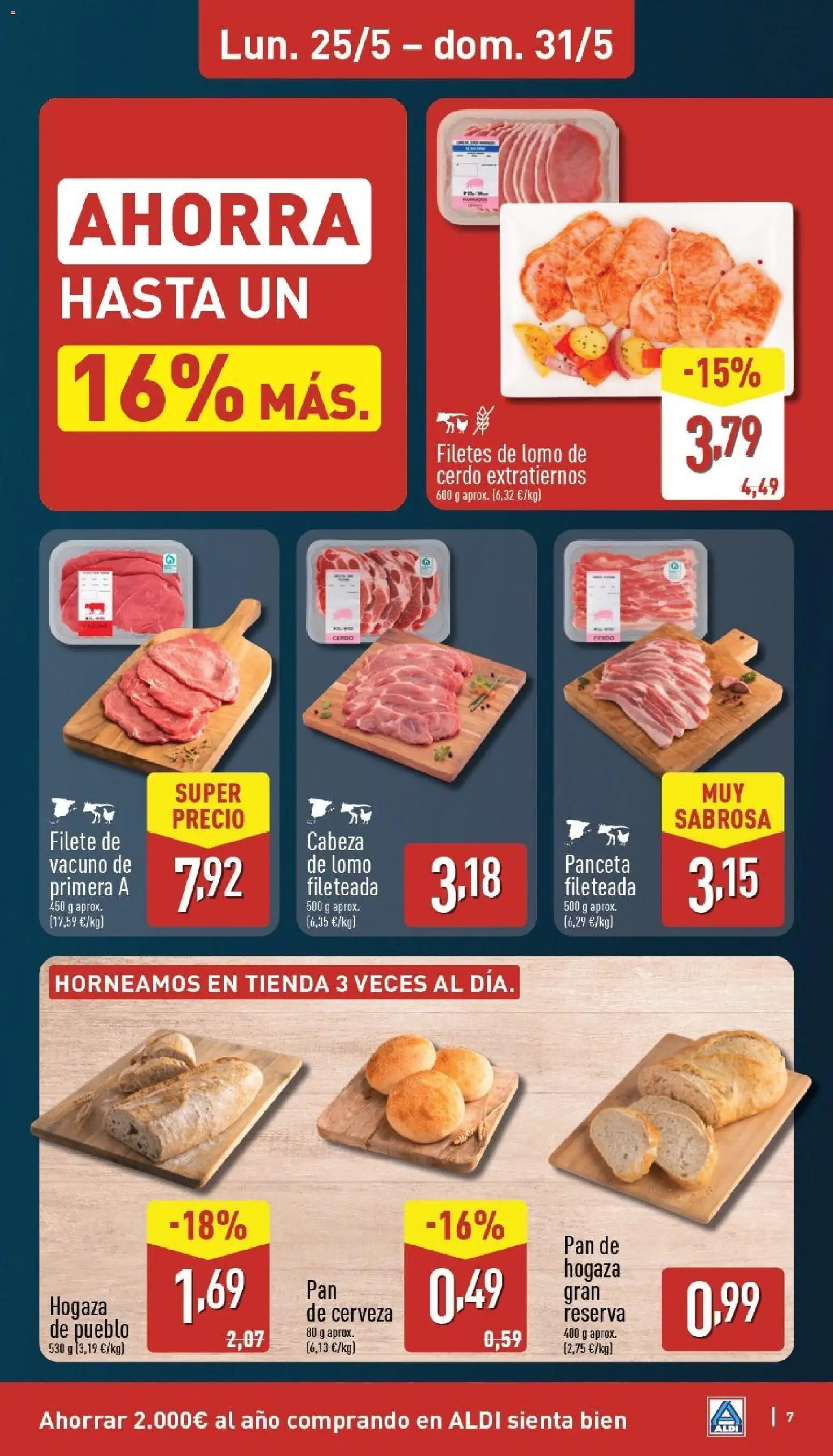 Aldi folleto Baleares │ válido desde el 25.05.2026 | Página: 7 | Productos: Pan, Cerveza, Cerdo, Filete